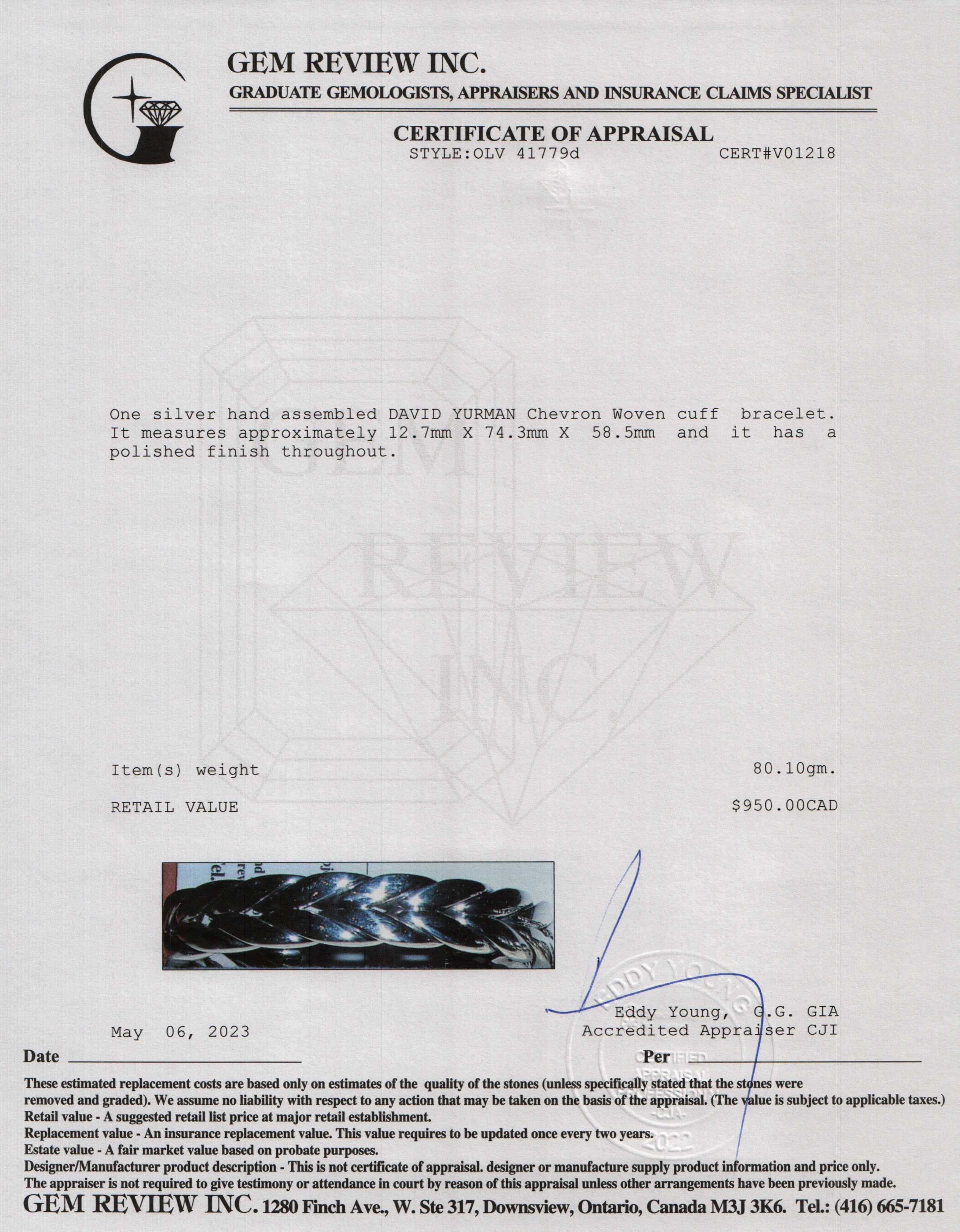 David Yurman Chevron Woven Cuff Bracelet