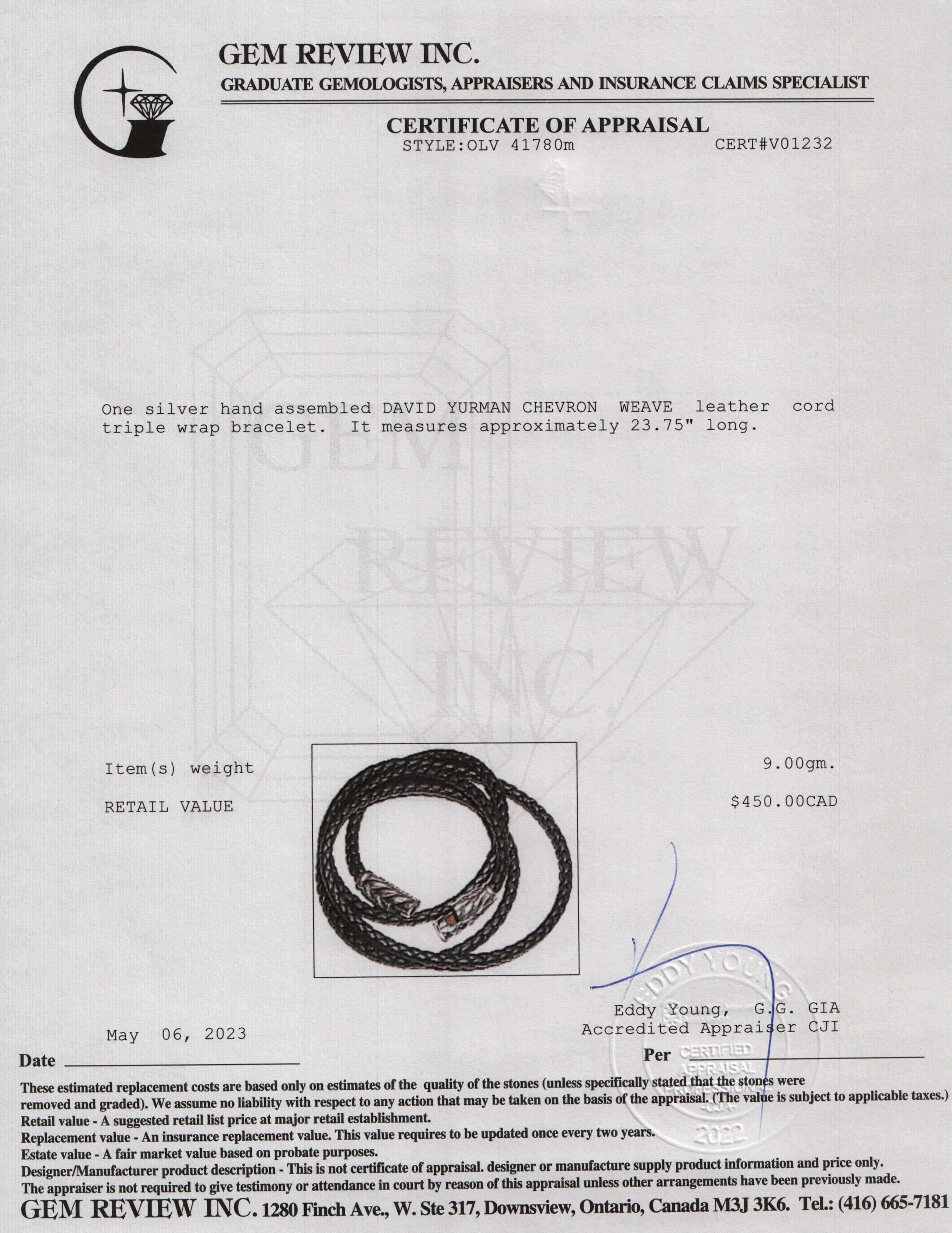 David Yurman Chevron Triple-Wrap Bracelet