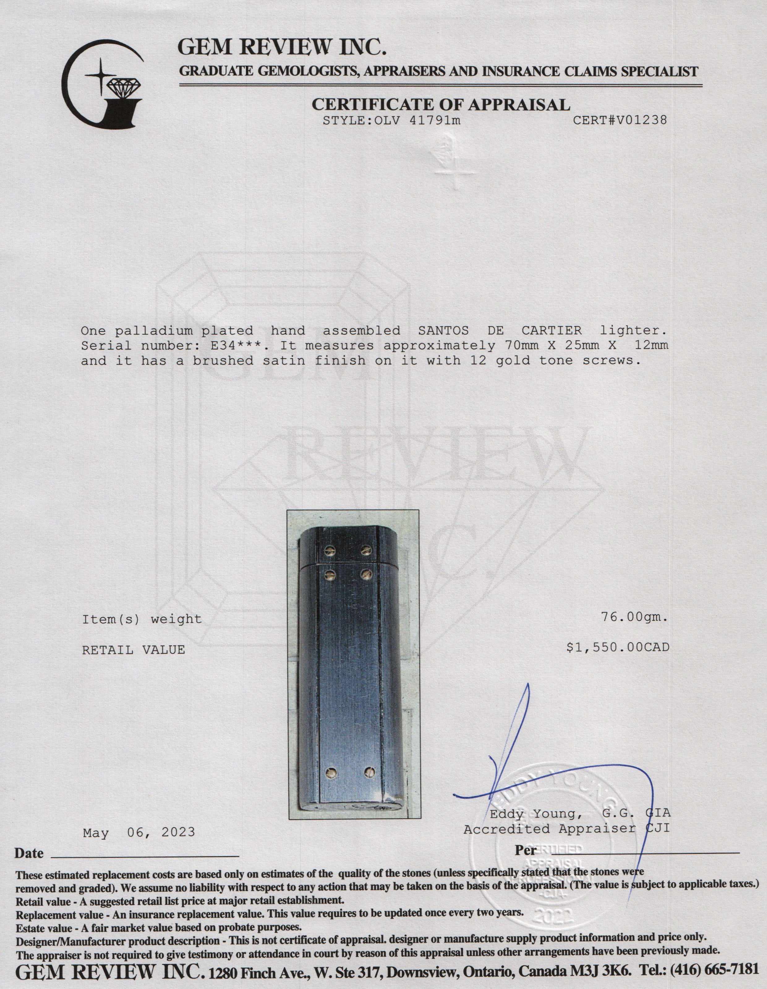 Cartier Santos de Cartier Lighter w/ Box