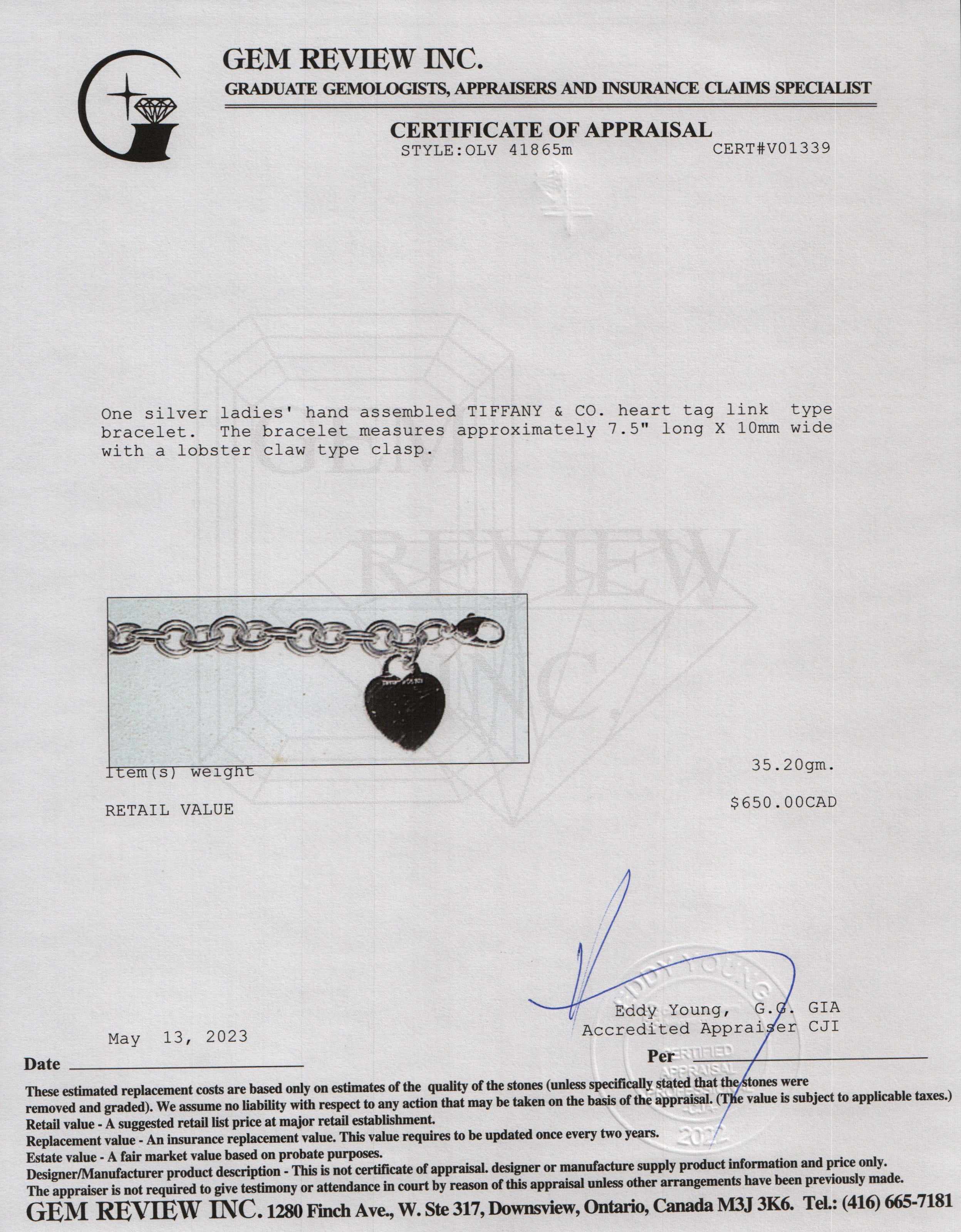 Tiffany & Co. Heart Tag Charm Bracelet