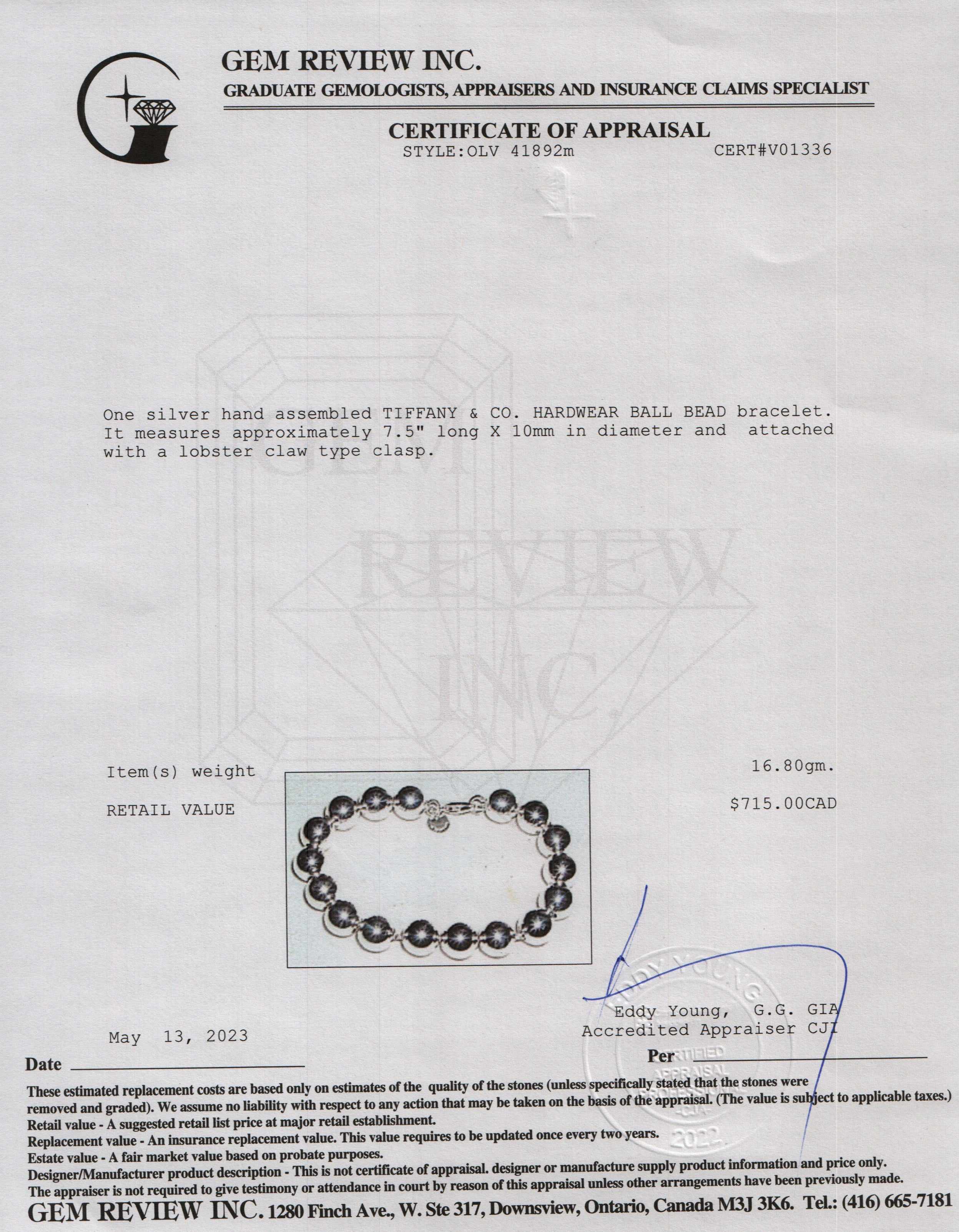 Tiffany & Co. Sterling Silver 10 mm HardWear Ball Bracelet