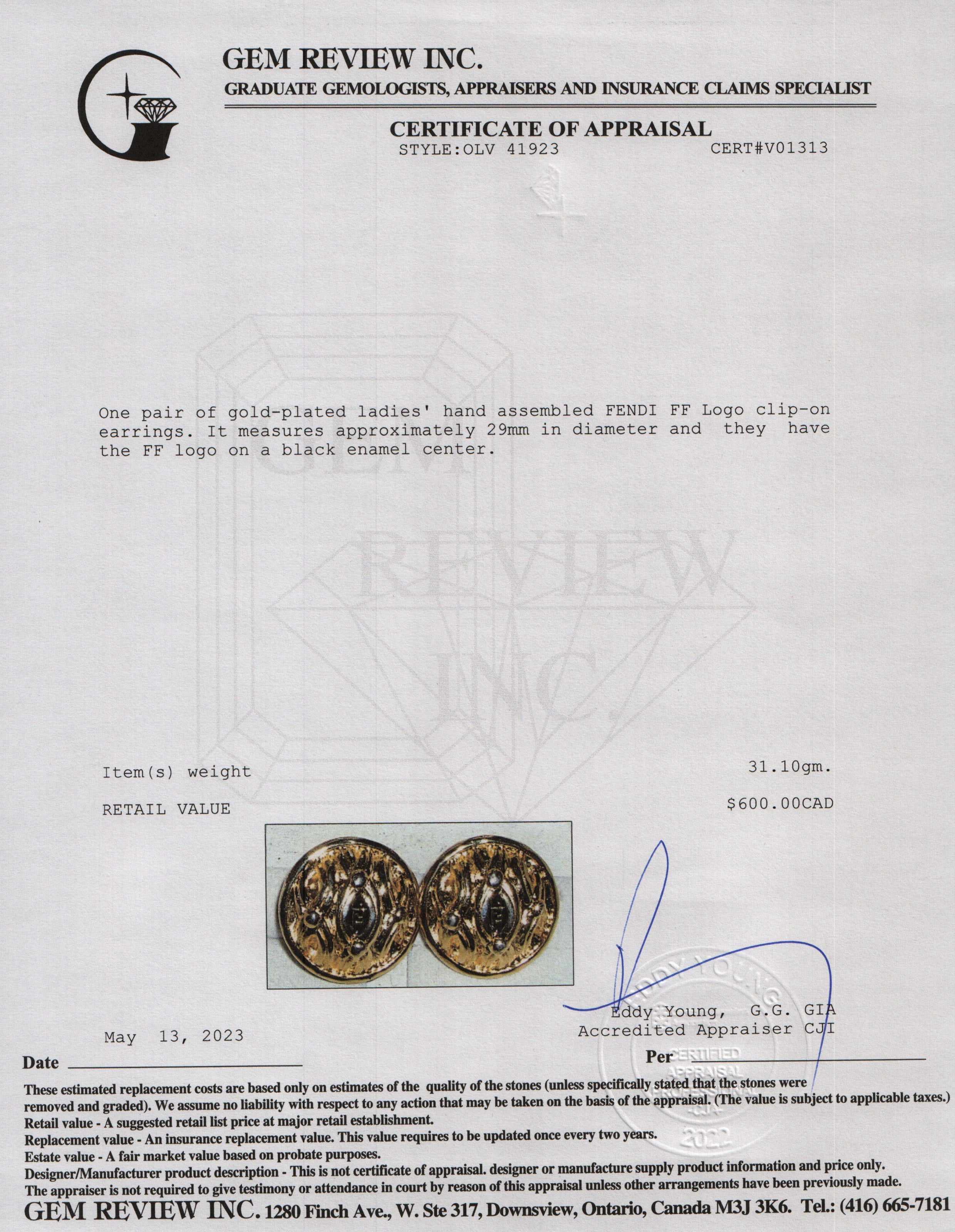 Fendi FF Logo Clip-On Earrings