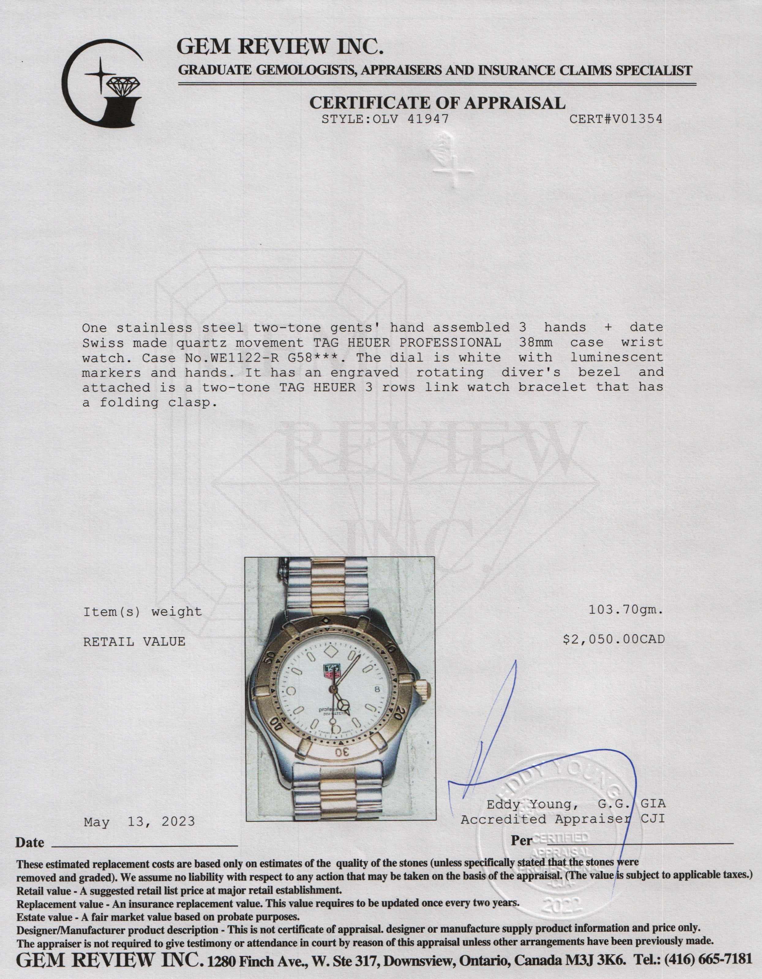 Tag Heuer Two-Tone Professional Watch w/ Box