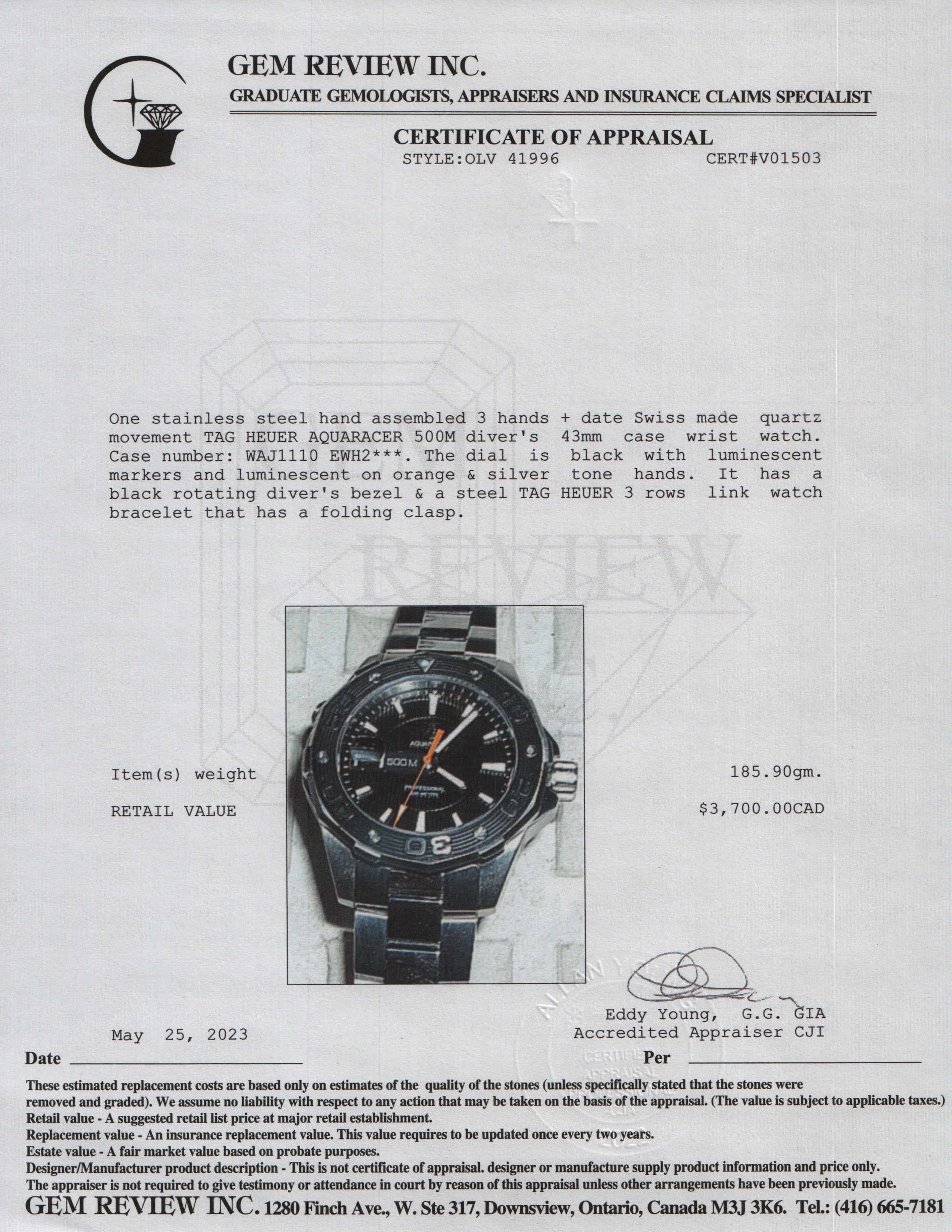 Tag Heuer Aquaracer 43 mm Quartz Watch