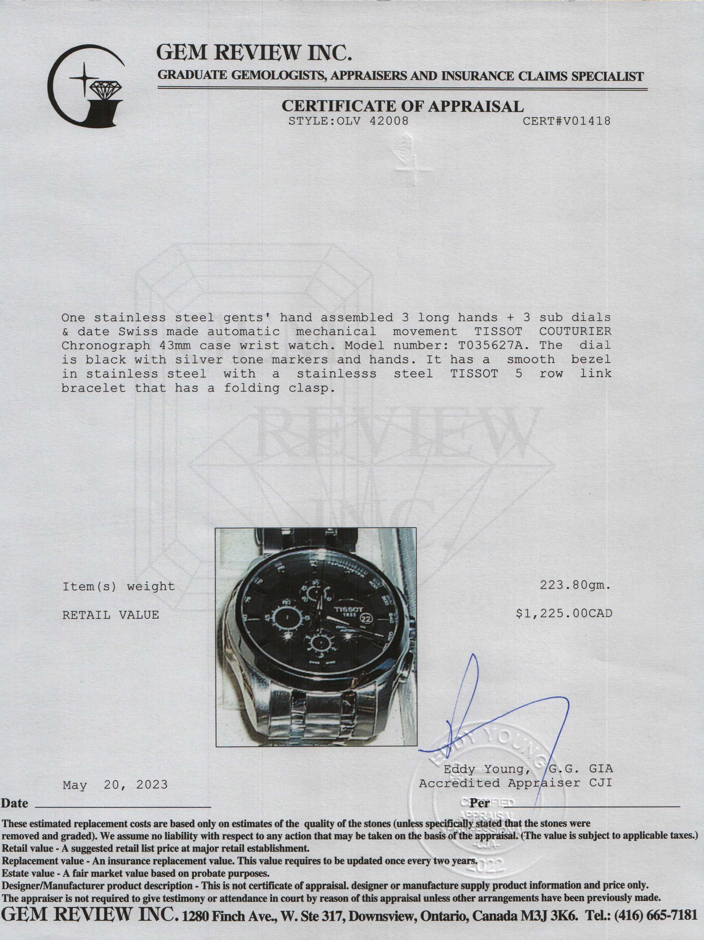 Tissot Couturier Automatic Chronograph Watch