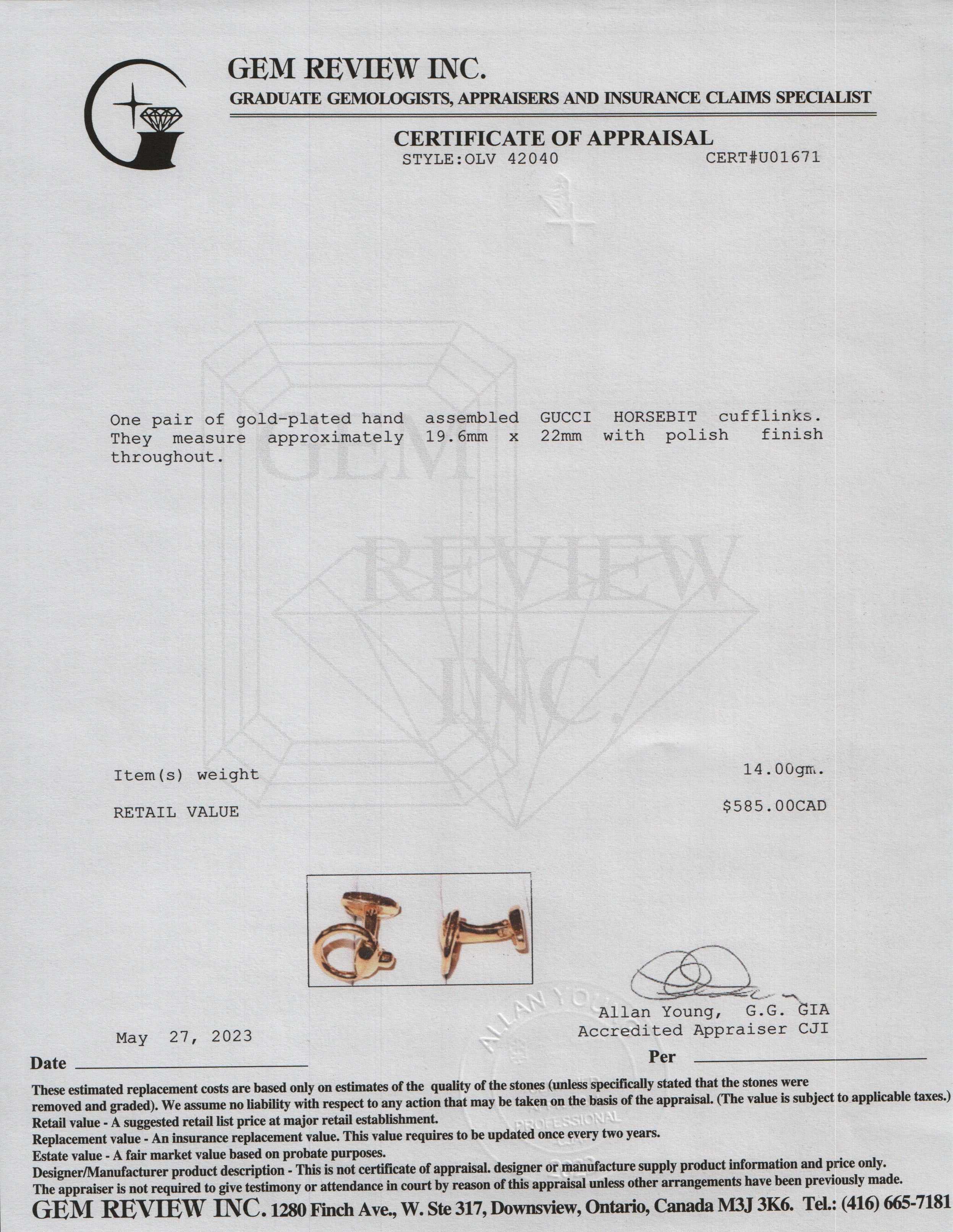 Gucci Horsebit Cufflinks