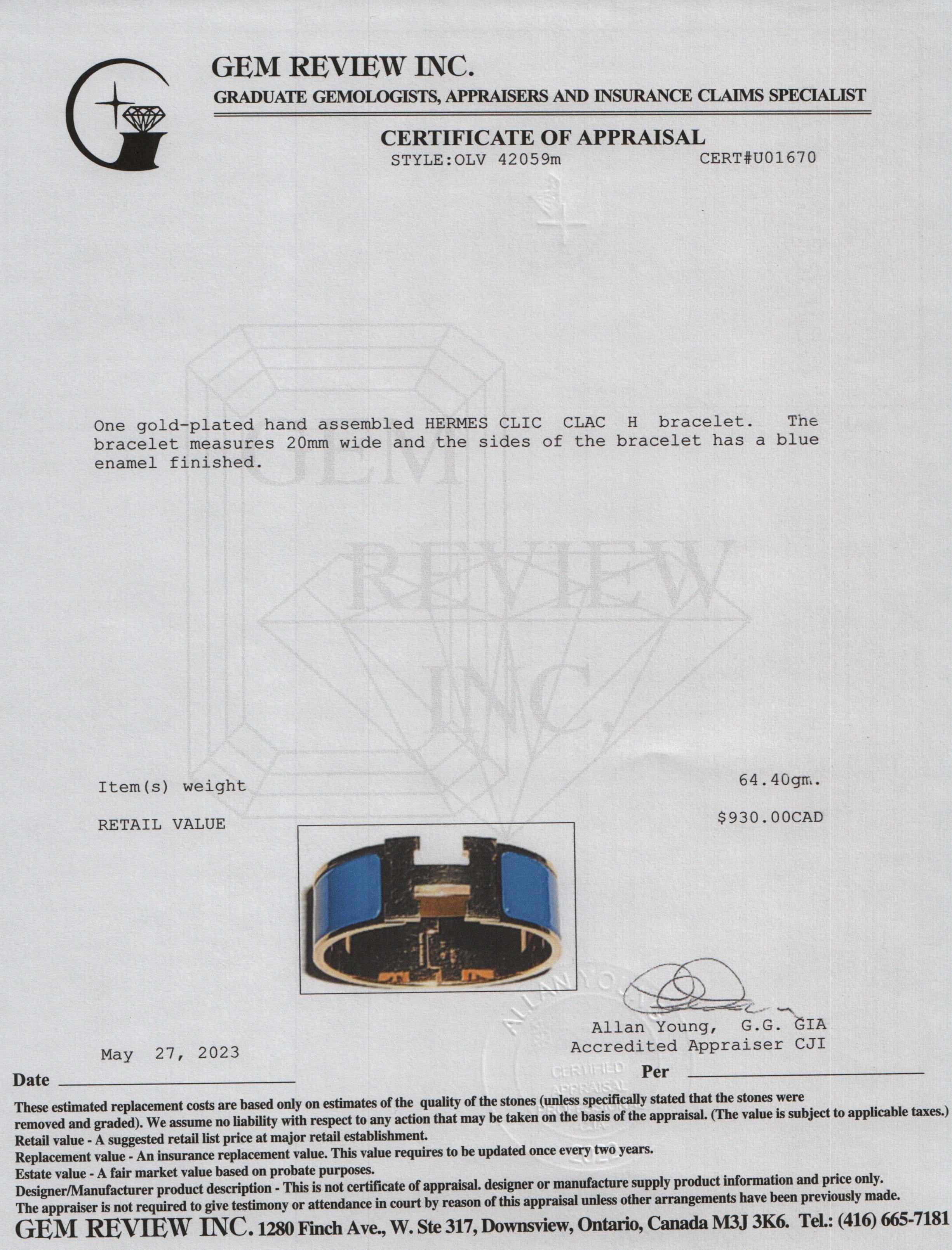 Hermes Clic Clac H Bracelet w/ Box