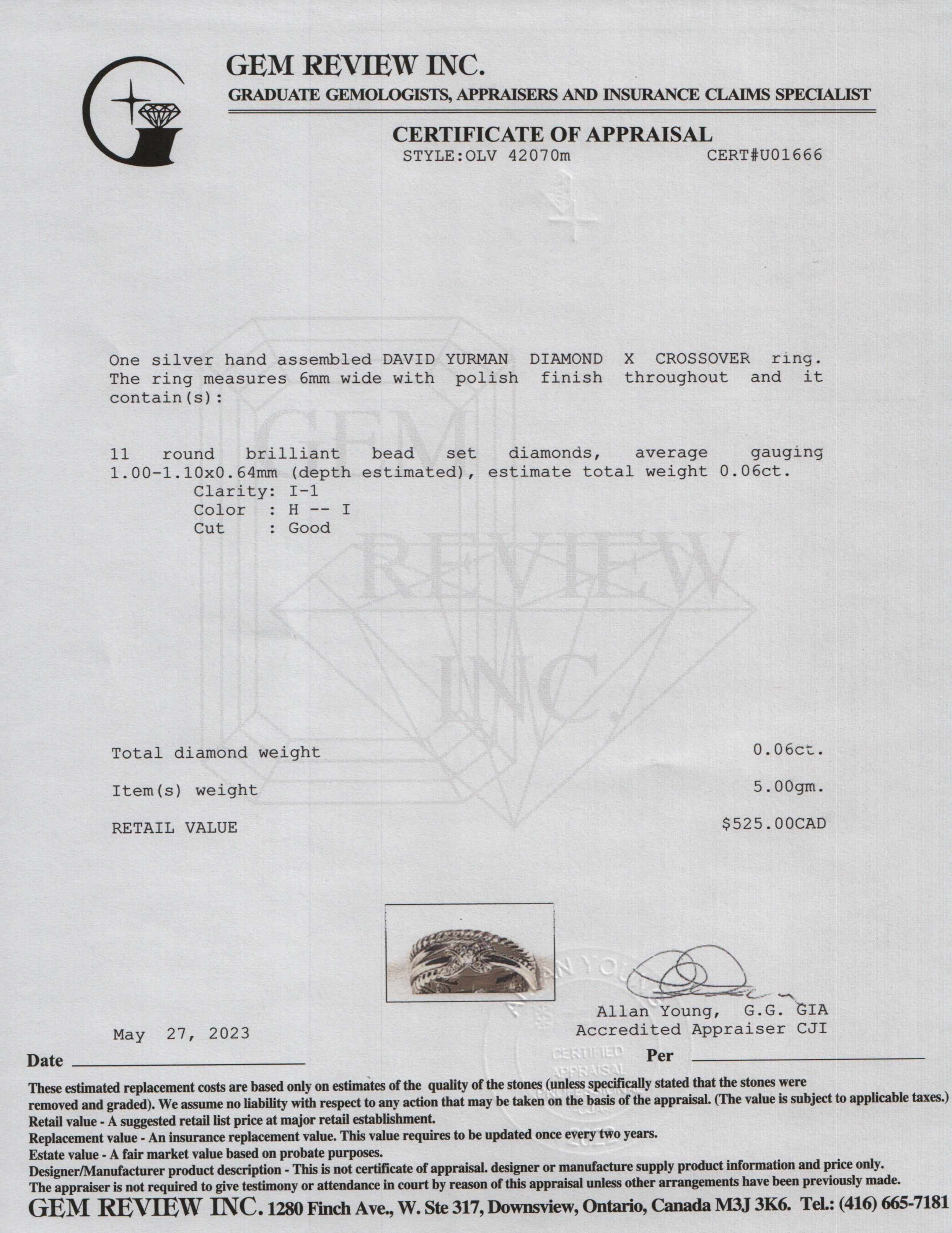 David Yurman Diamond 'X' Crossover Ring