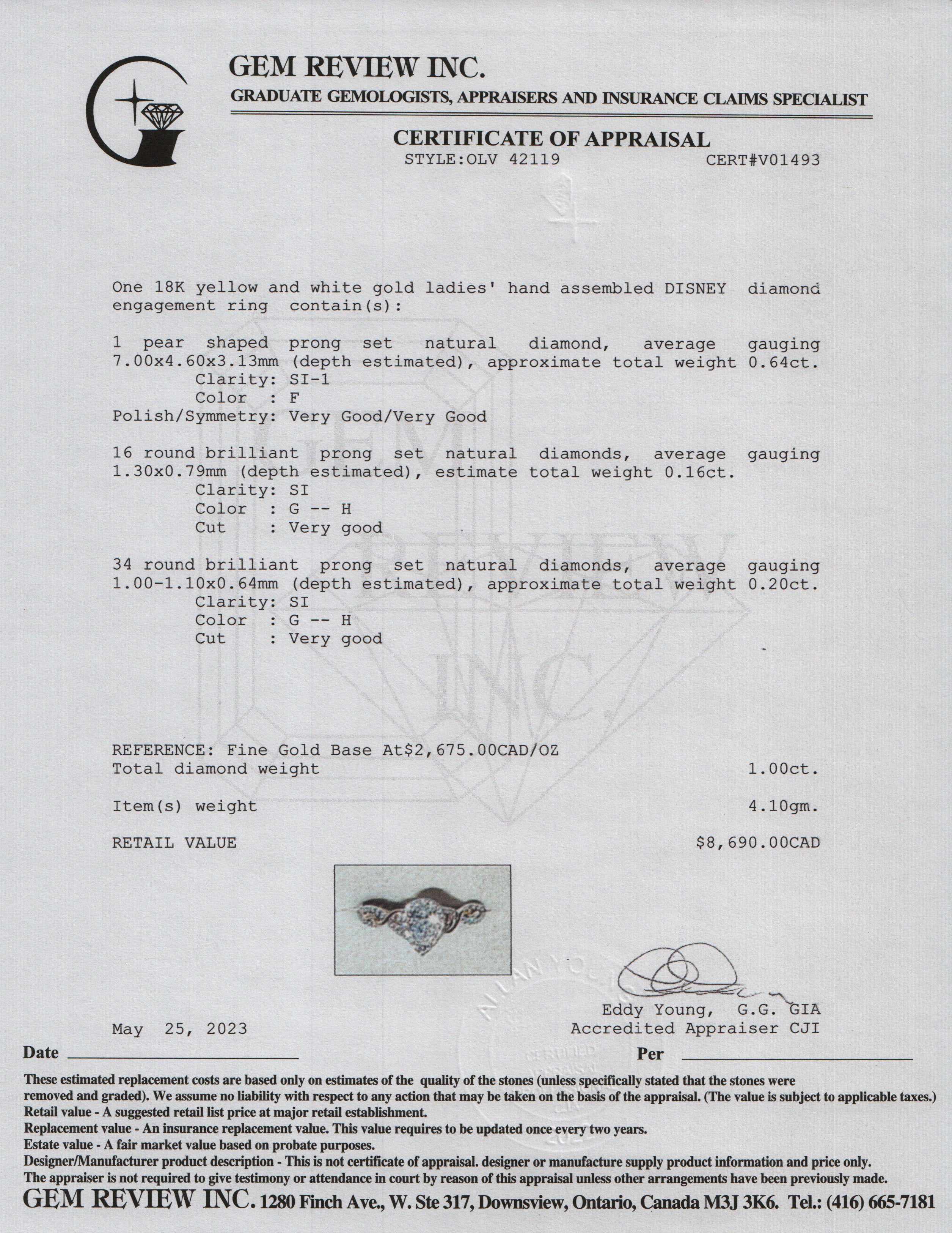 Disney 18k Yellow & White Gold Diamond Engagement Ring