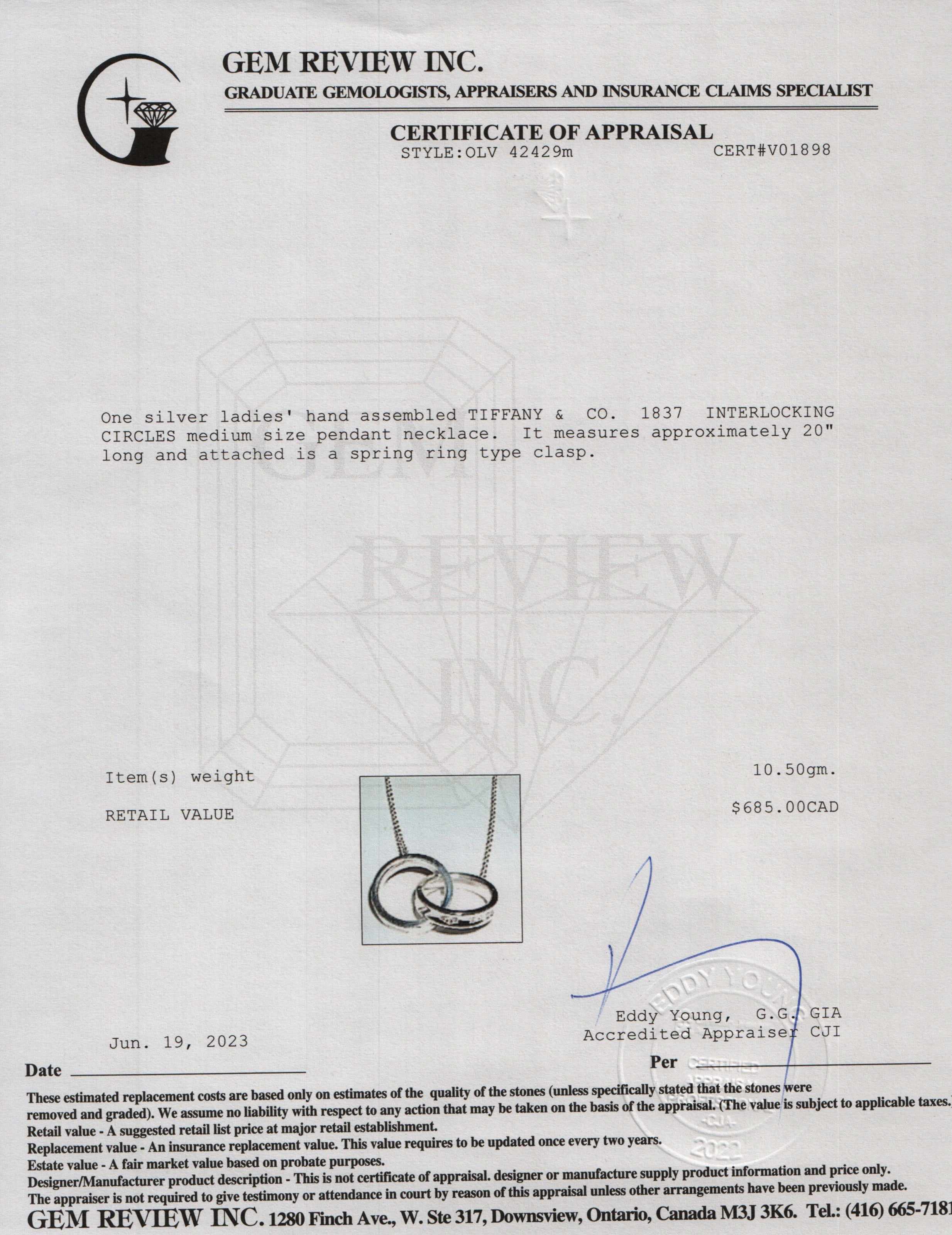 Tiffany & Co. Medium 1837 Interlocking Circles Pendant Necklace