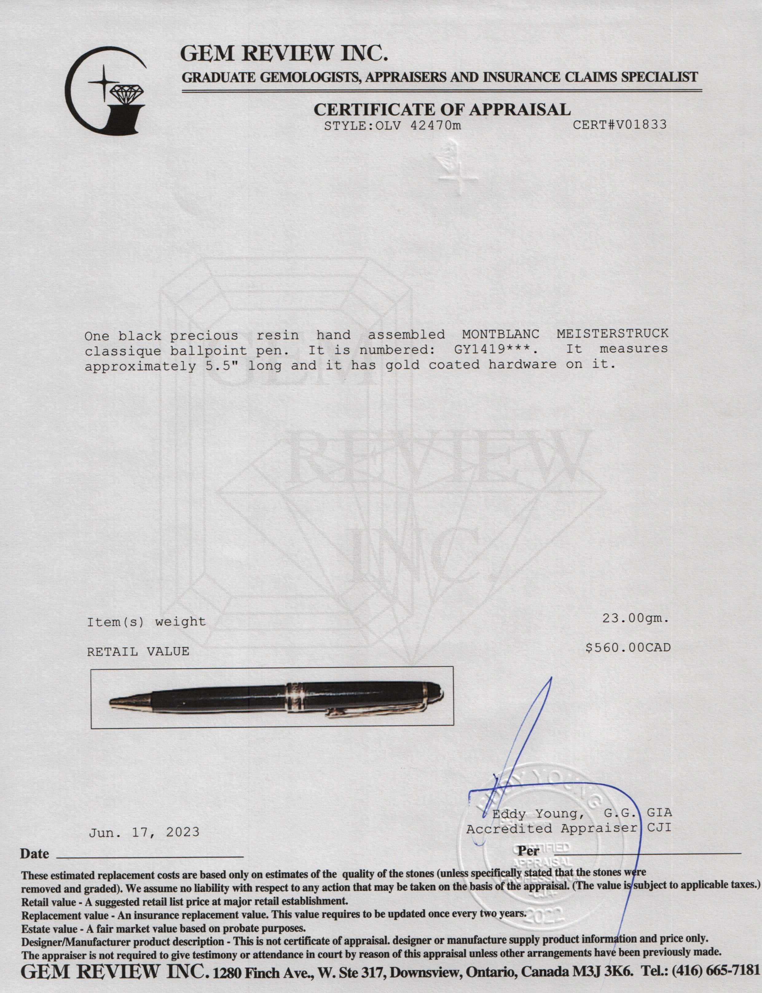 Montblanc Meisterstuck Gold-Coated Ballpoint Pen w/ Box