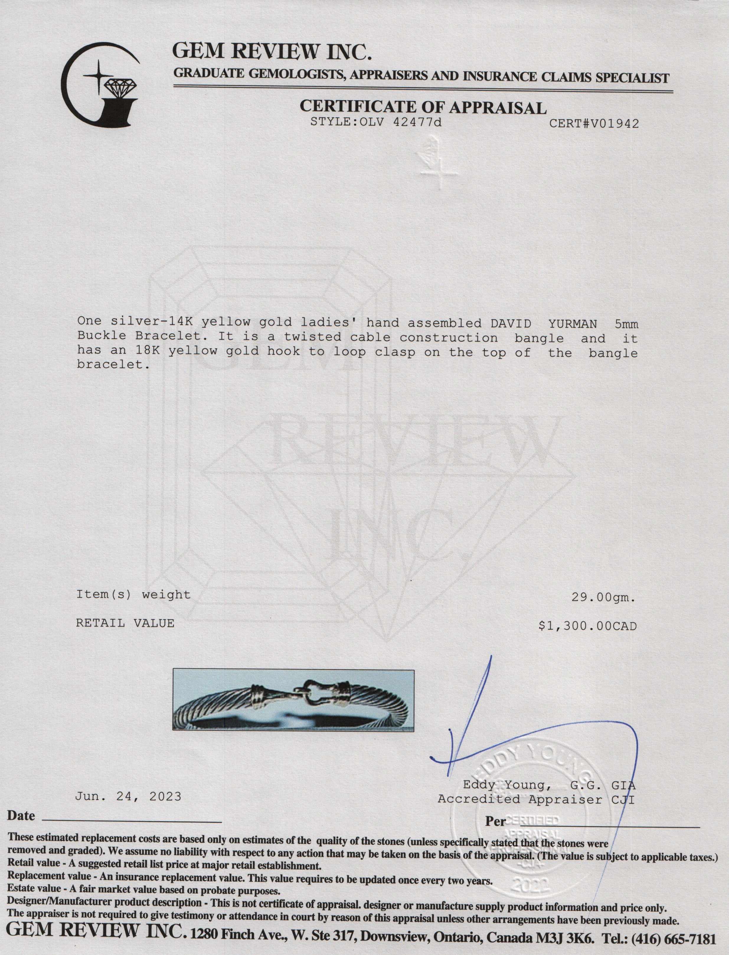 David Yurman Two-Tone Buckle Bracelet, 5MM