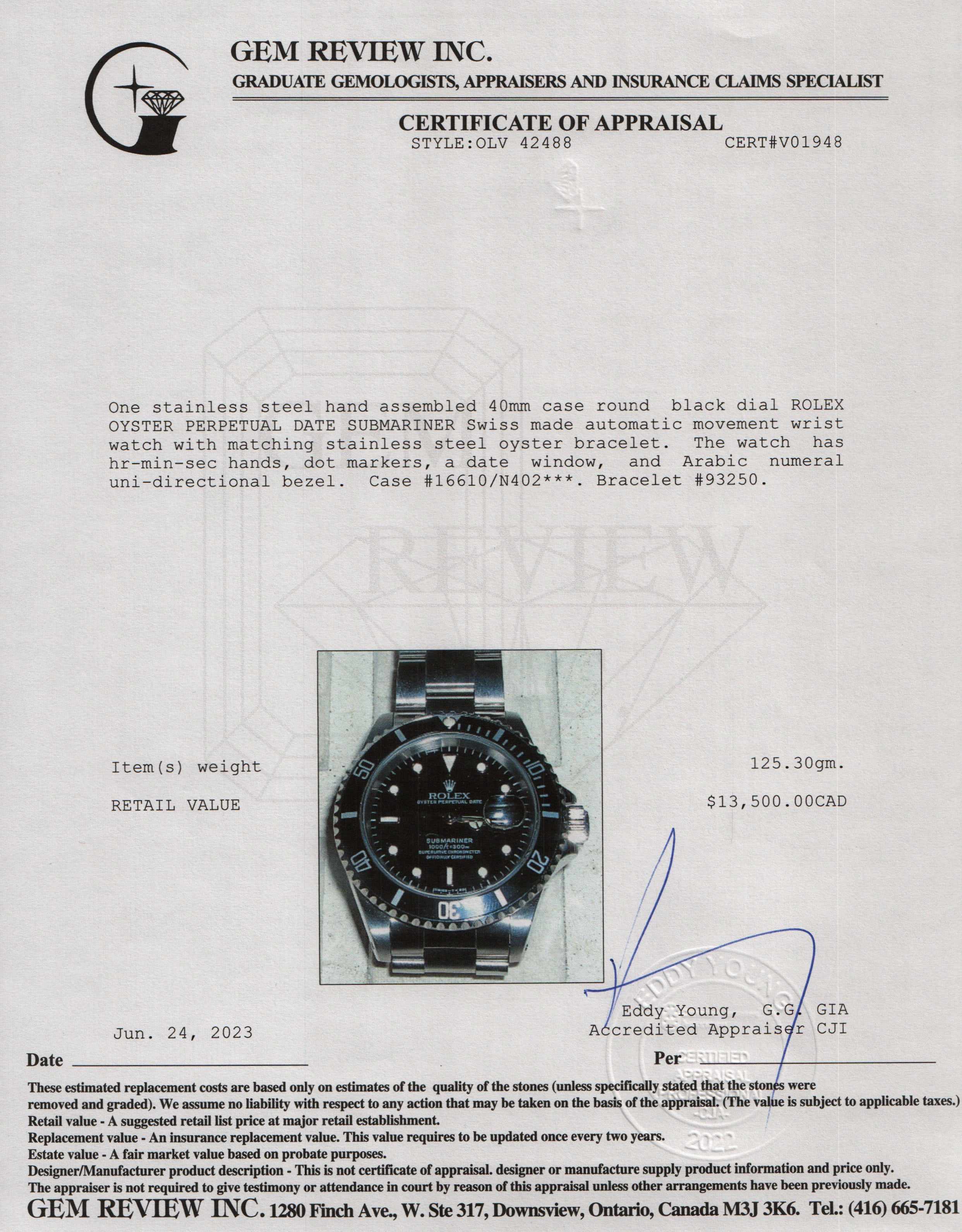 Rolex Submariner Watch w/ Box