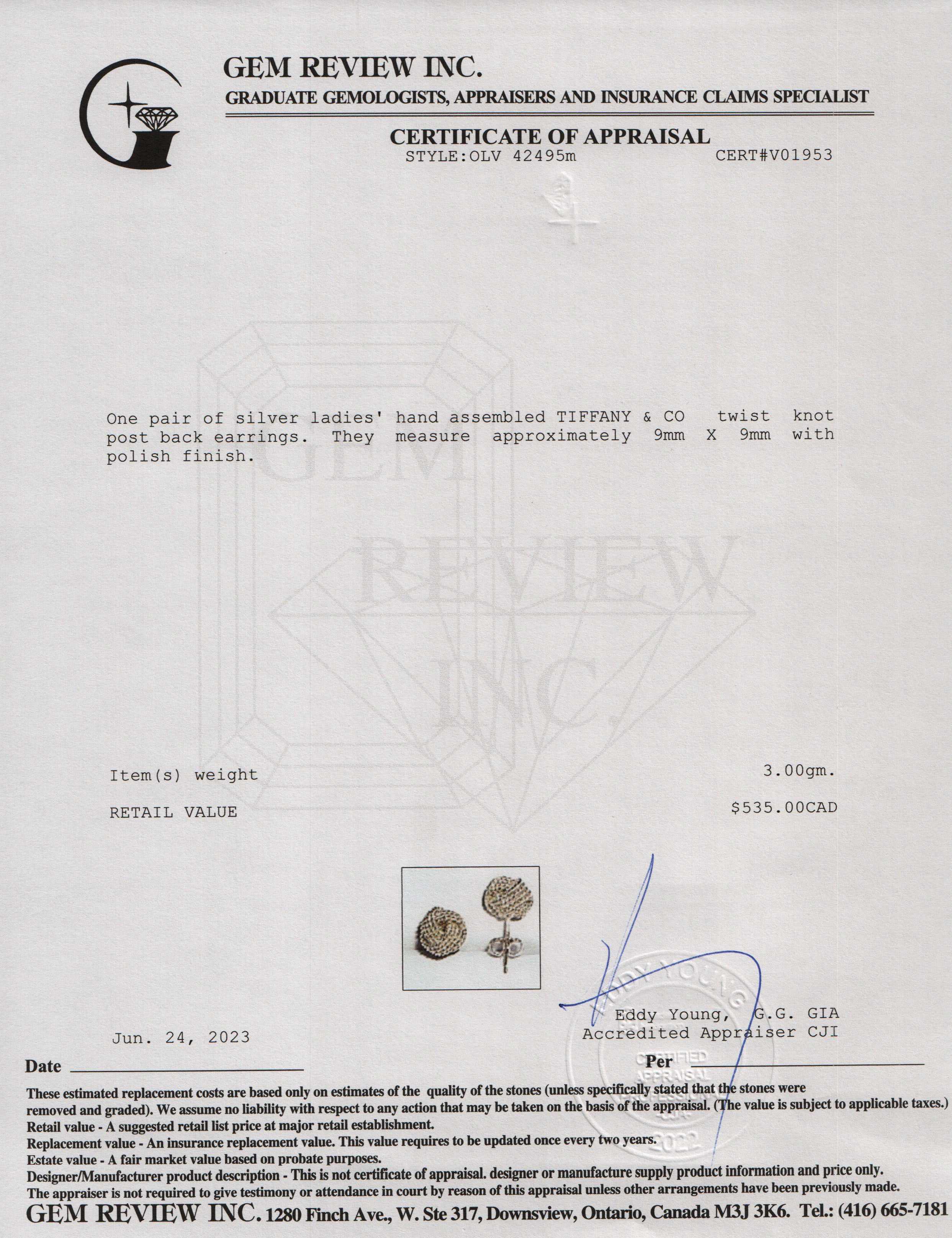 Tiffany & Co. Twist Knot Earrings