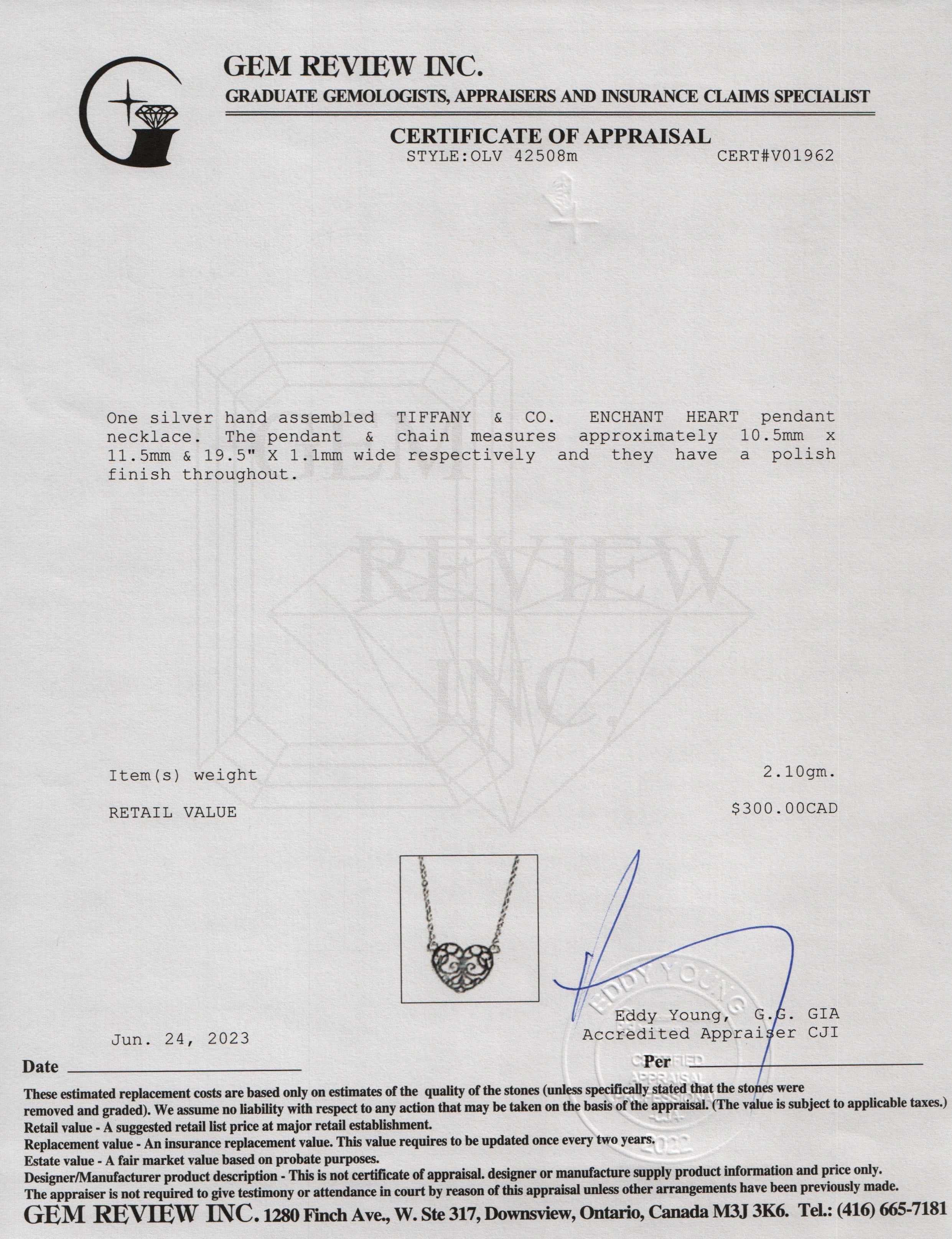 Tiffany & Co. Mini Enchant Heart Pendant Necklace