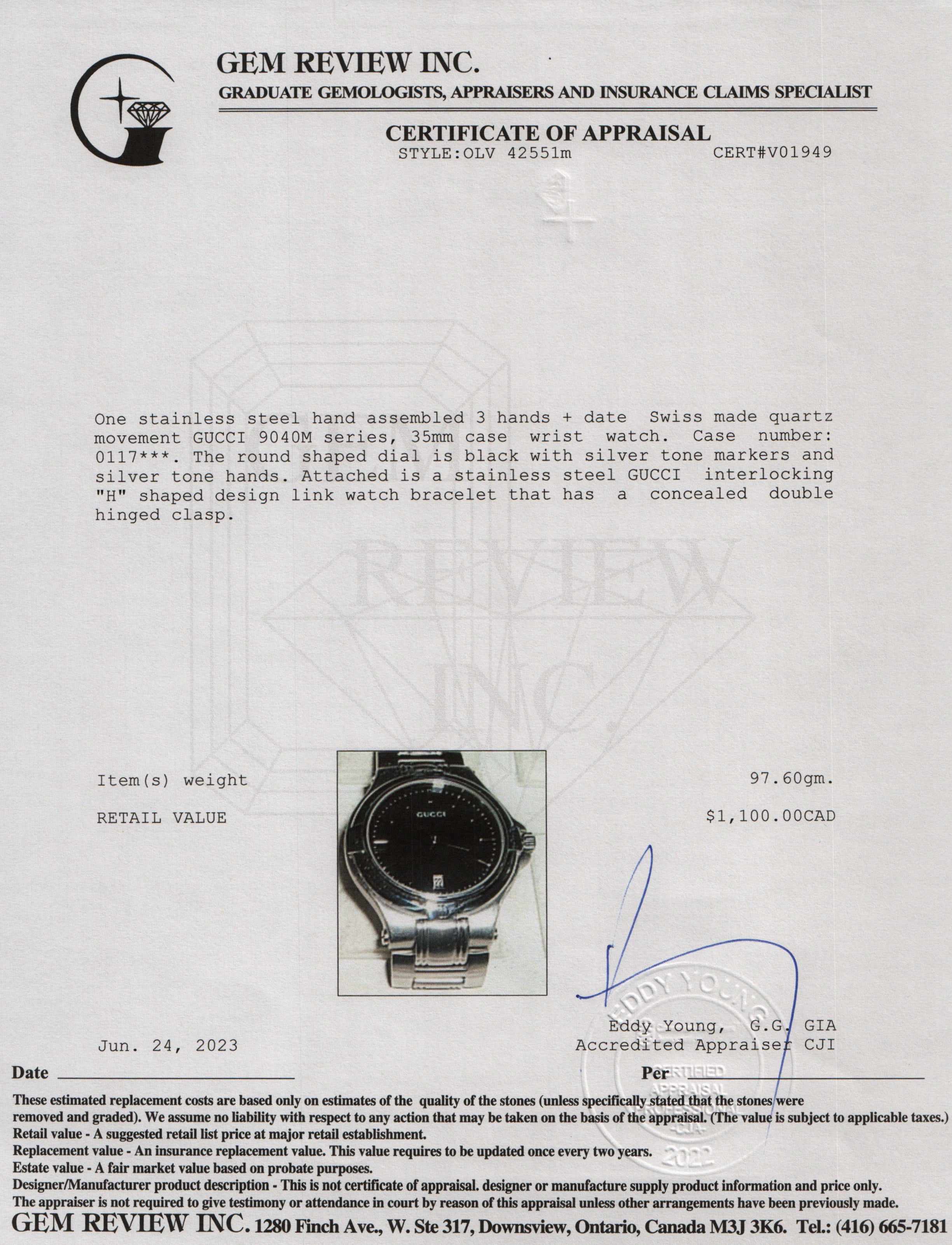 Gucci 9040 Series 35 MM Watch