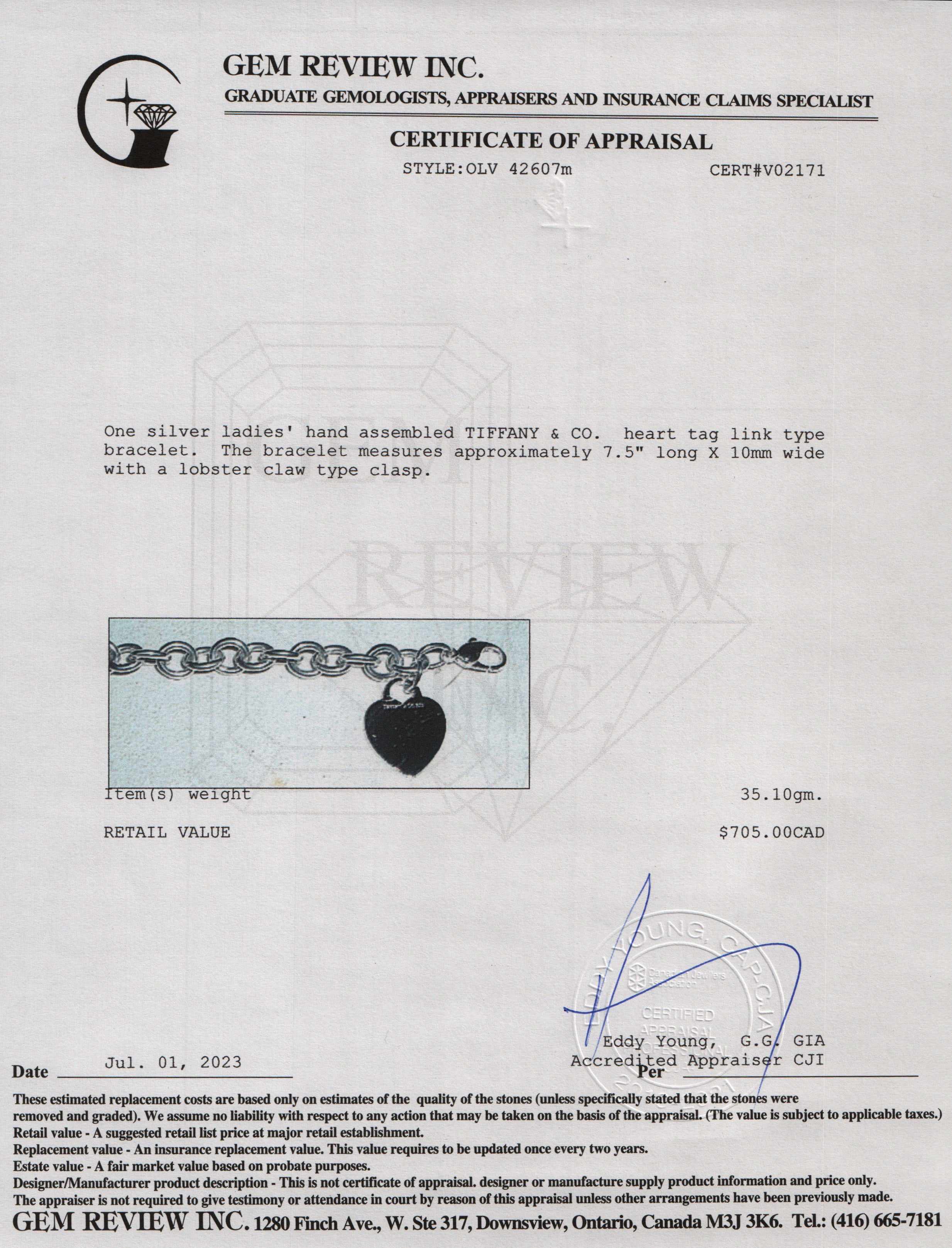 Tiffany & Co. Heart Tag Charm Bracelet
