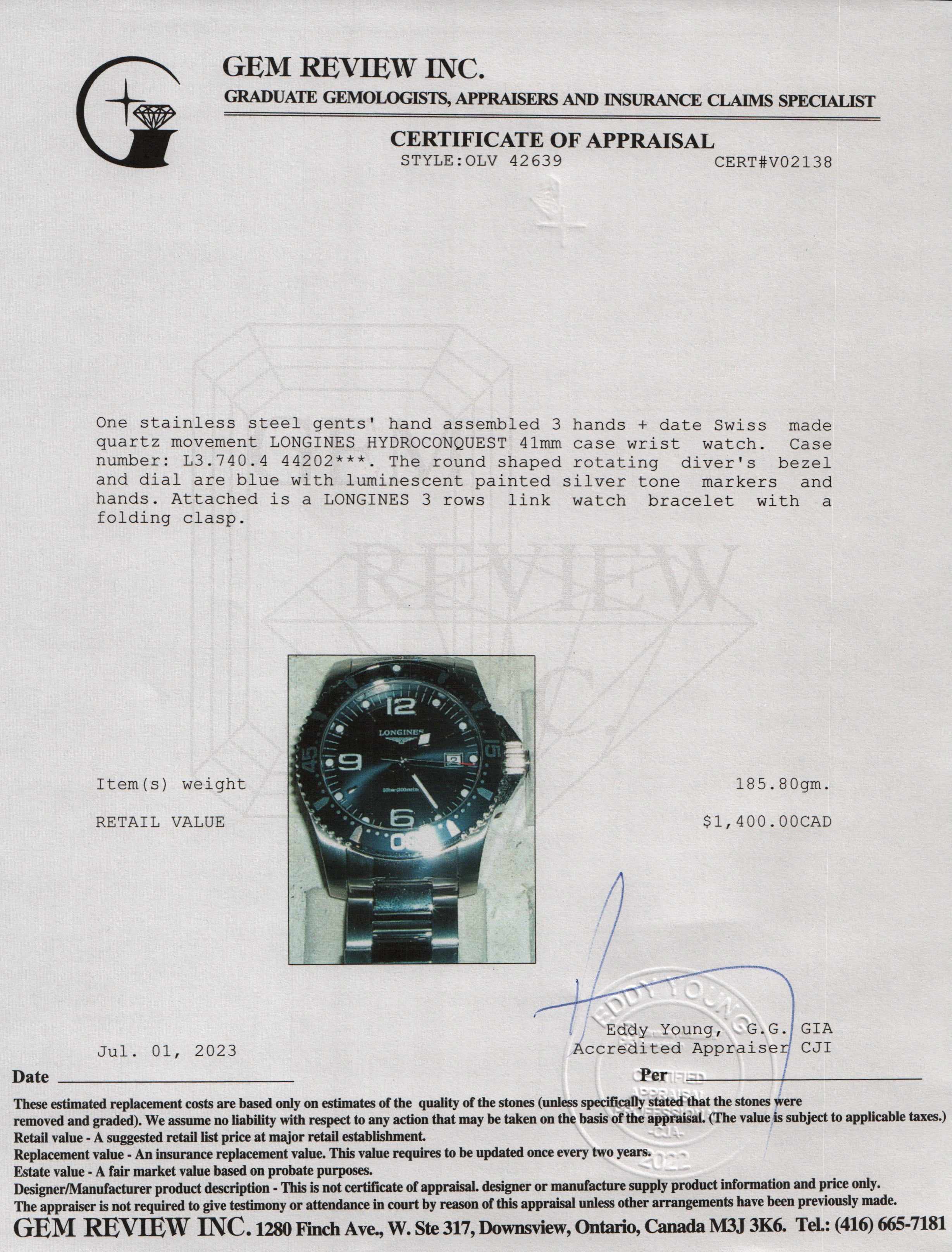 Longines HydroConquest 41 MM Watch w/ Box