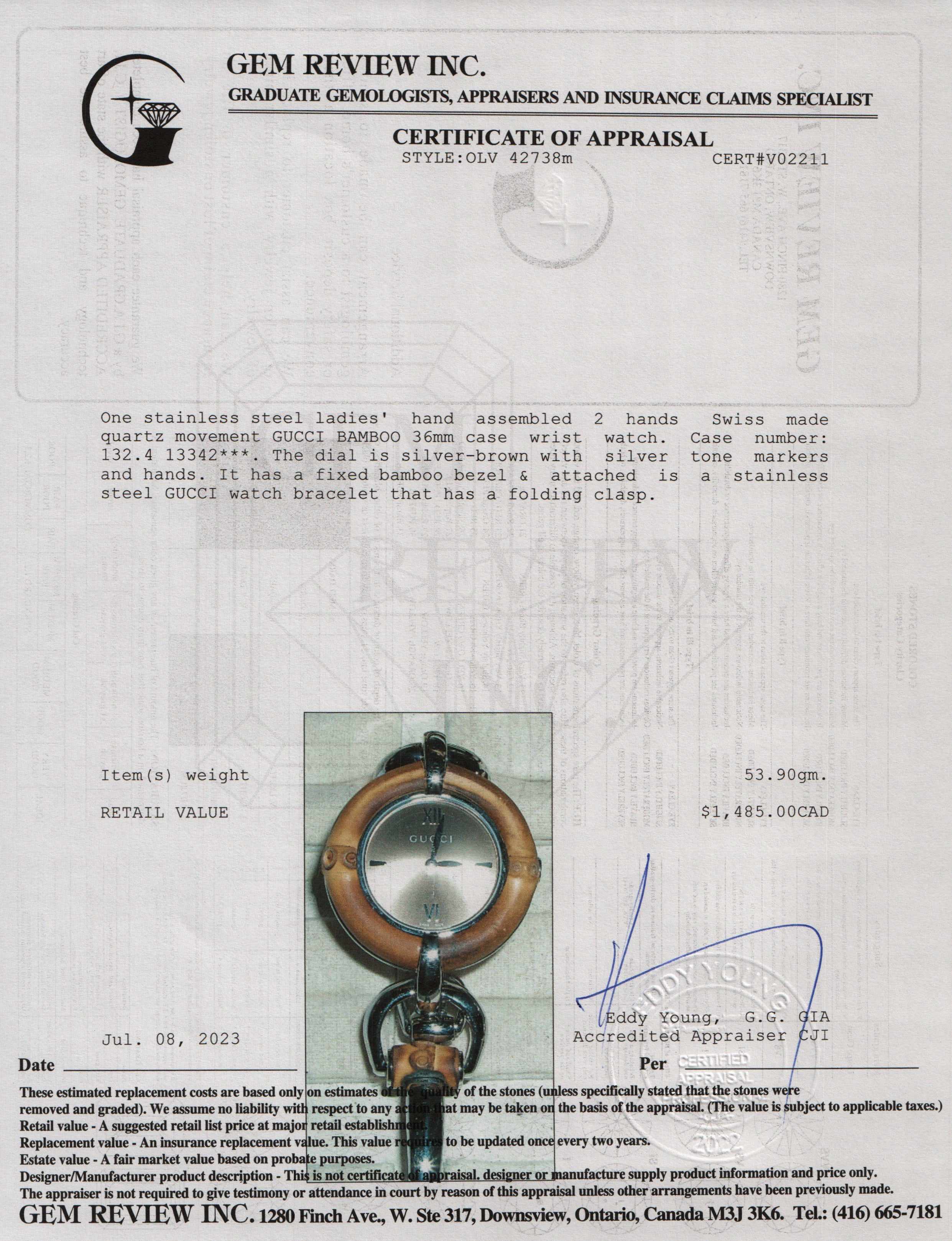 Gucci Bamboo Watch w/ Box