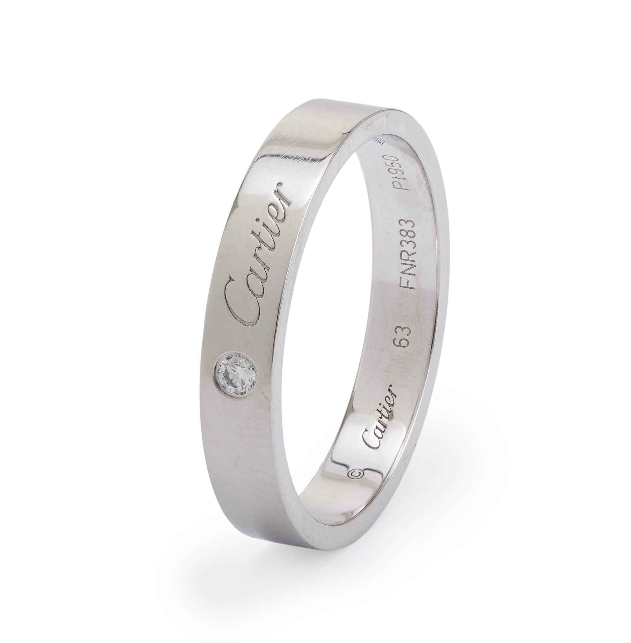 Cartier Platinum C de Cartier Diamond Wedding Band Ring w/ Box