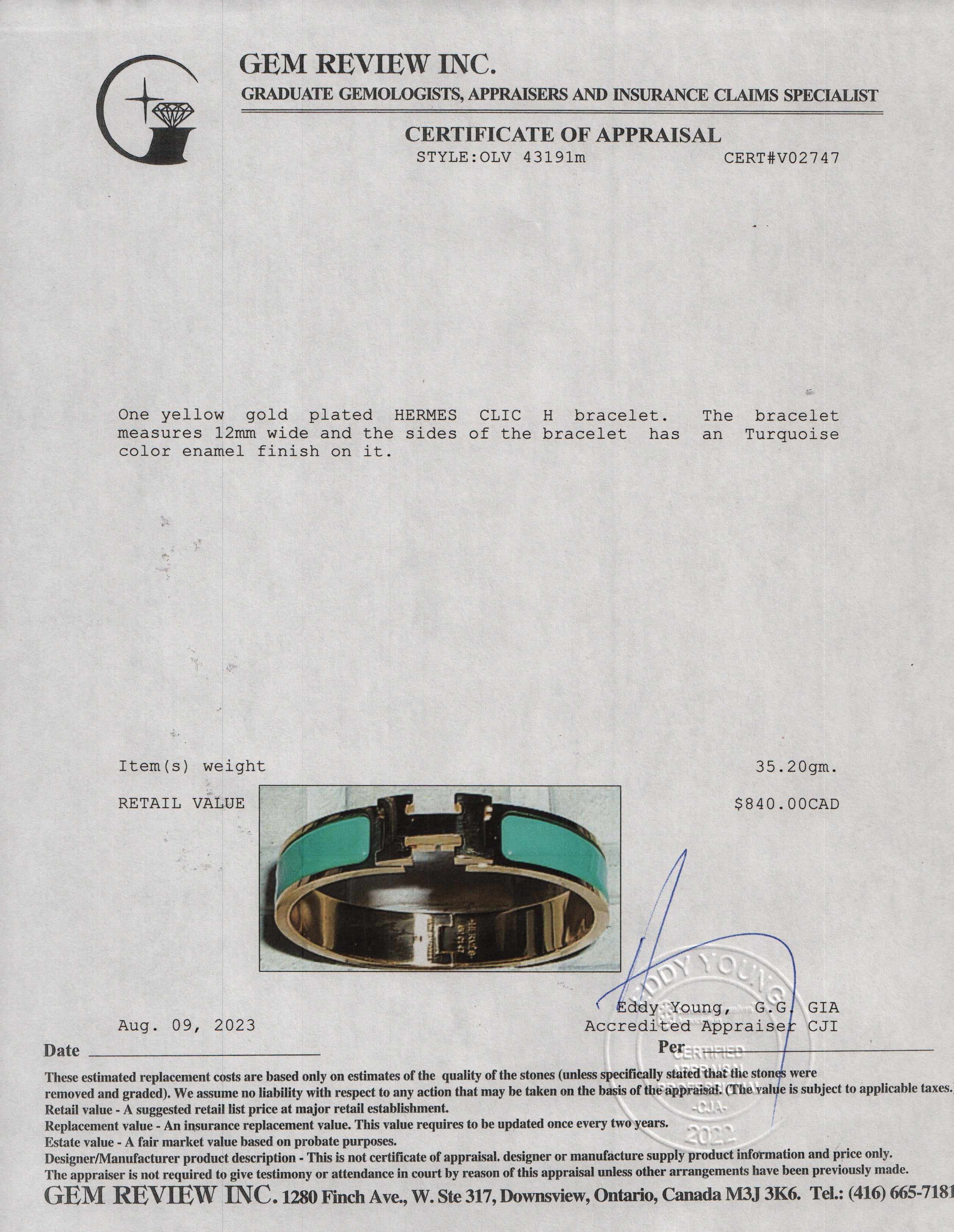 Hermes Clic H Bracelet w/ Box
