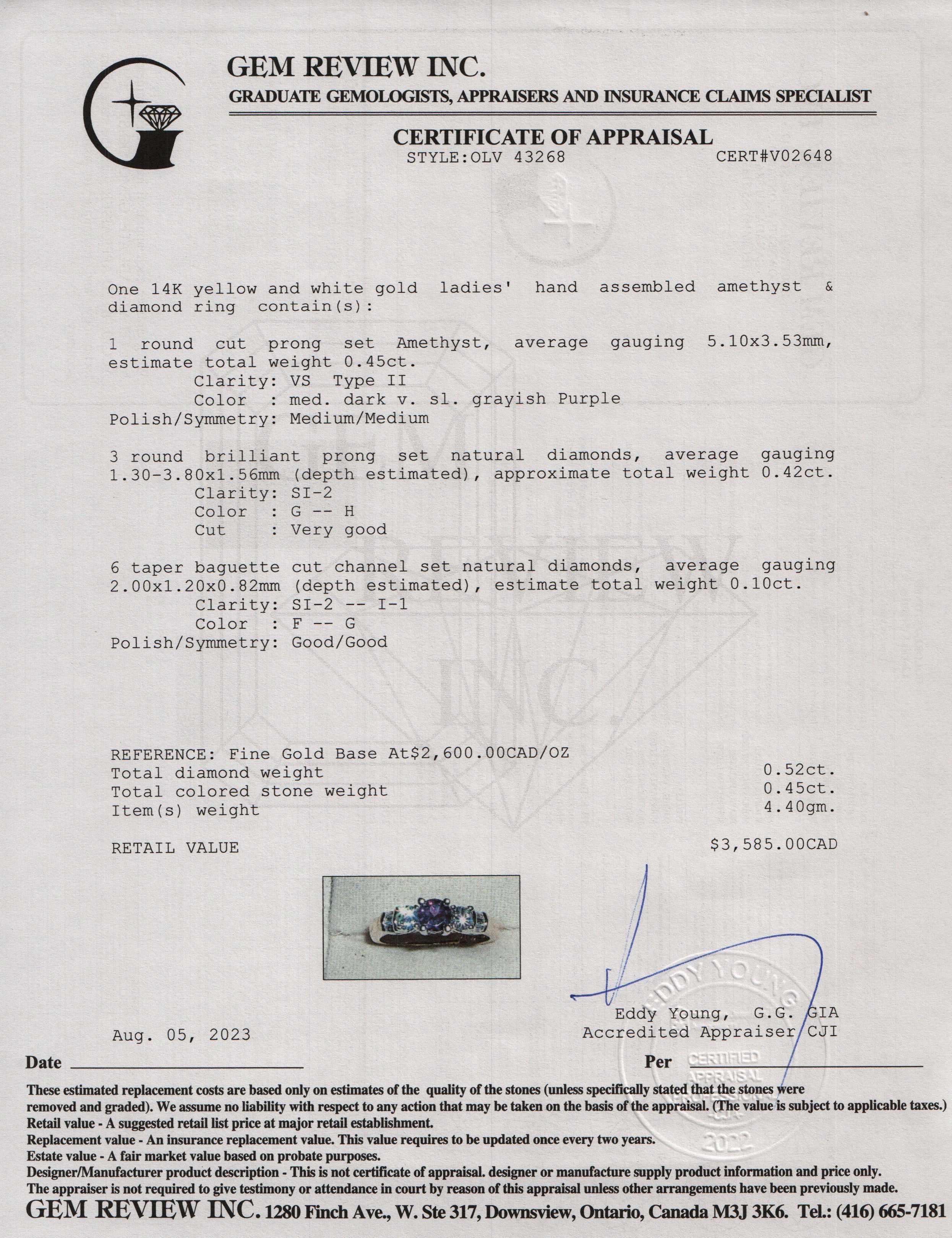 Two-Tone Amethyst and Diamond Ring