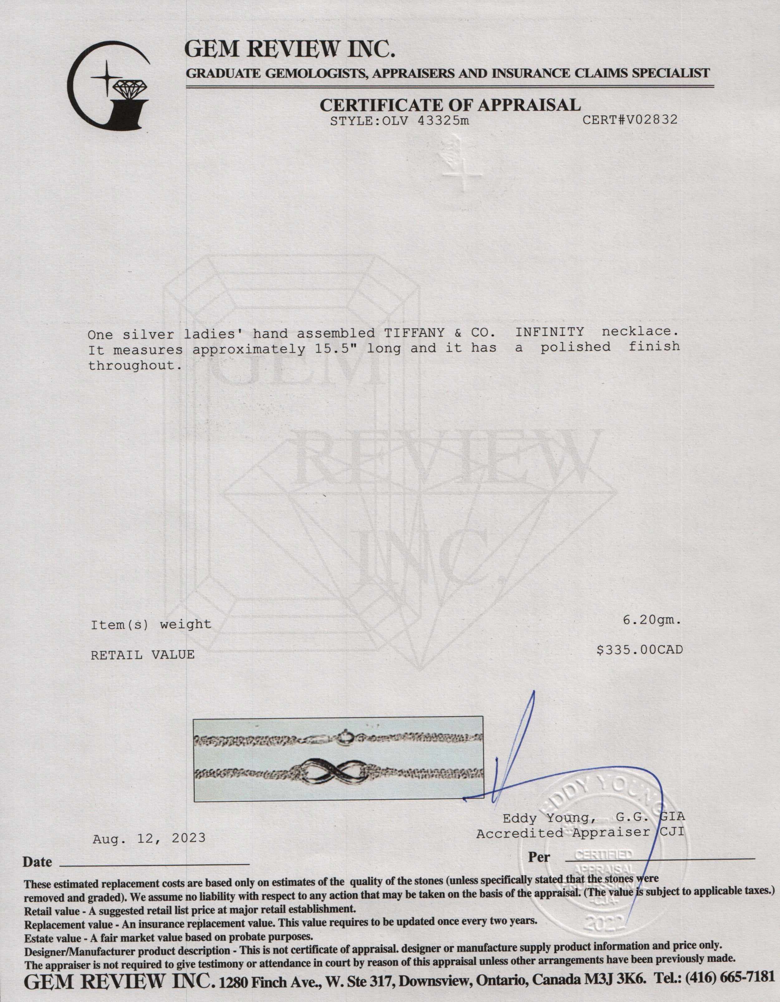 Tiffany & Co. Sterling Silver Infinity Pendant Necklace