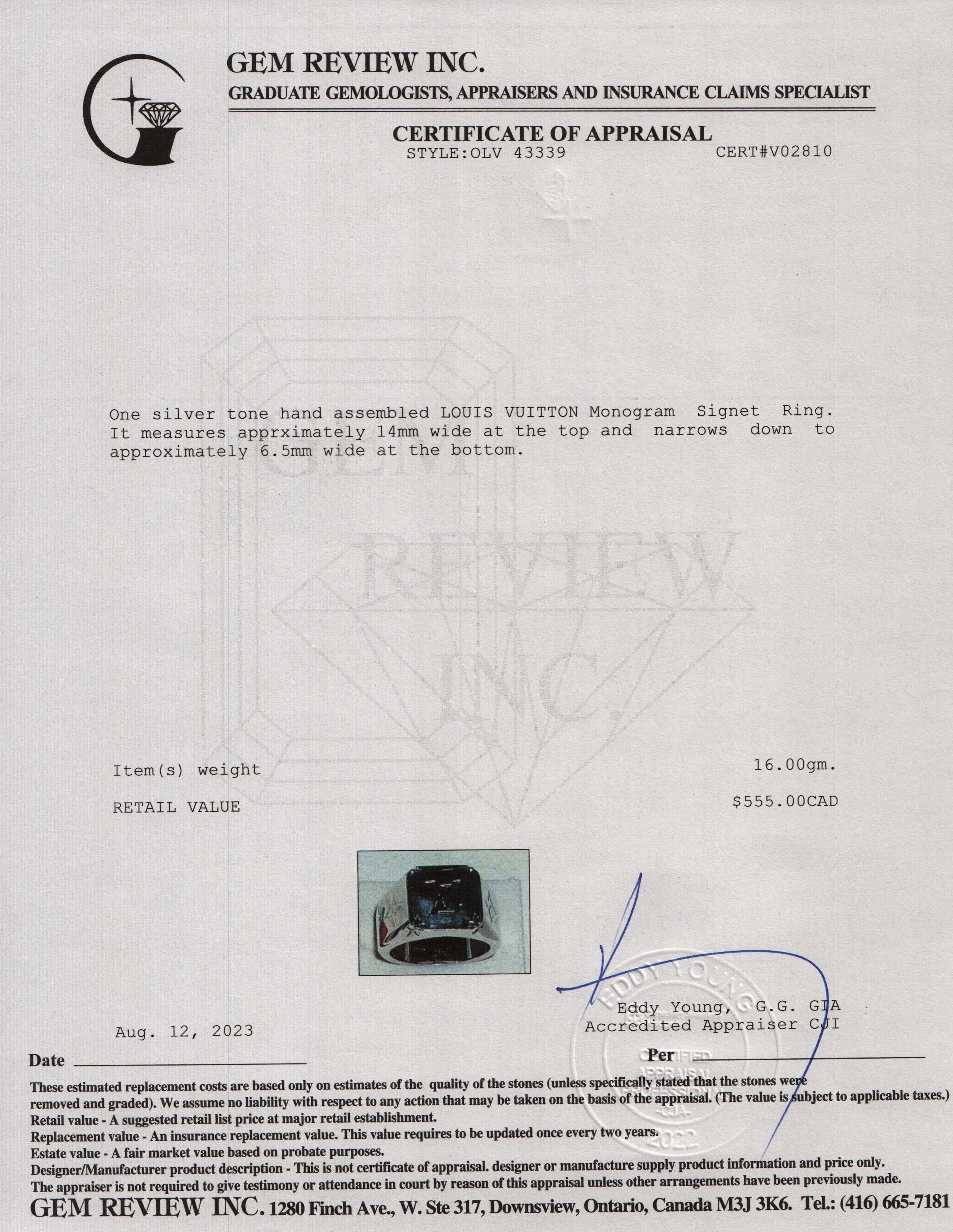 Louis Vuitton Monogram Signet Ring