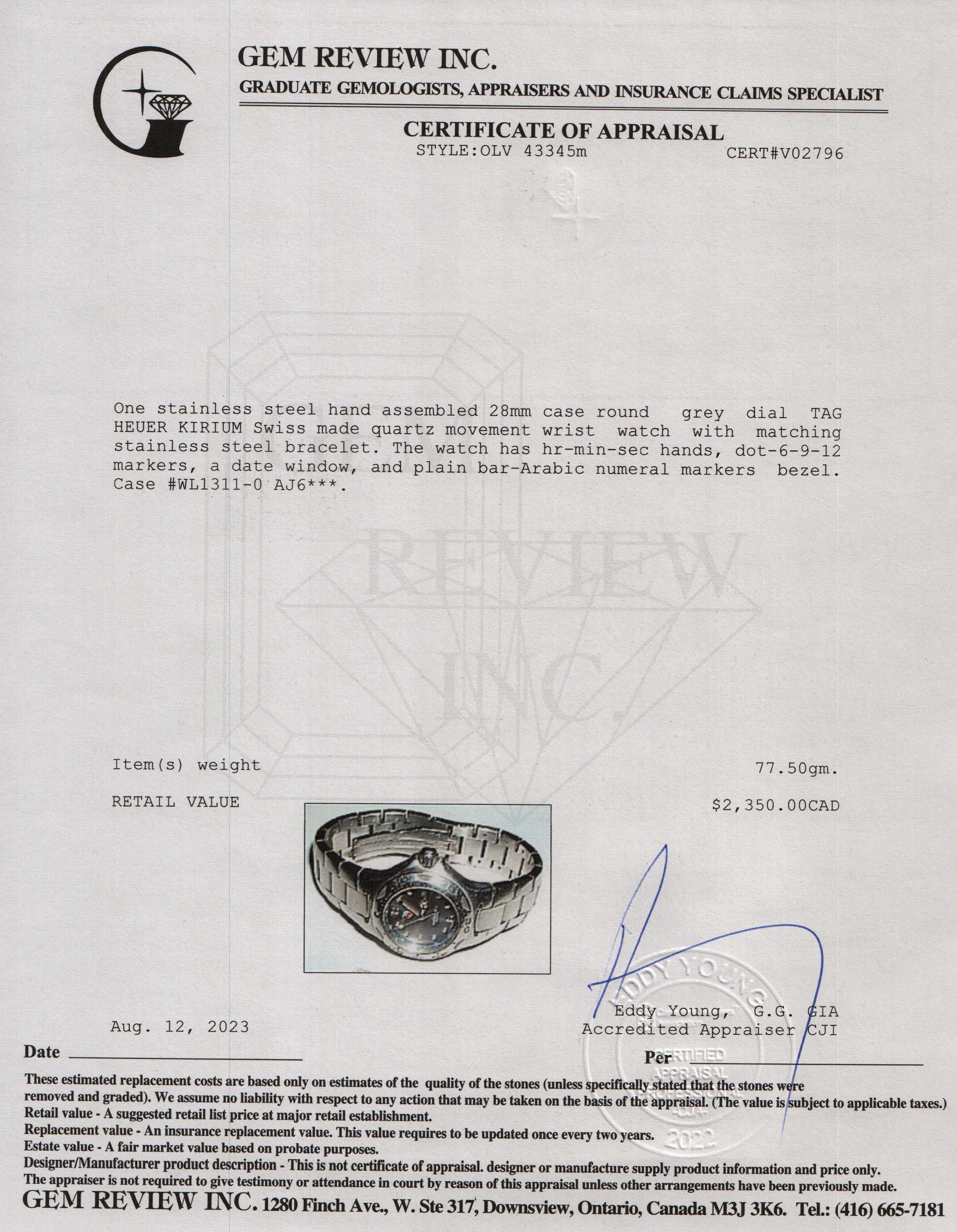 Tag Heuer Kirium 28 MM Watch