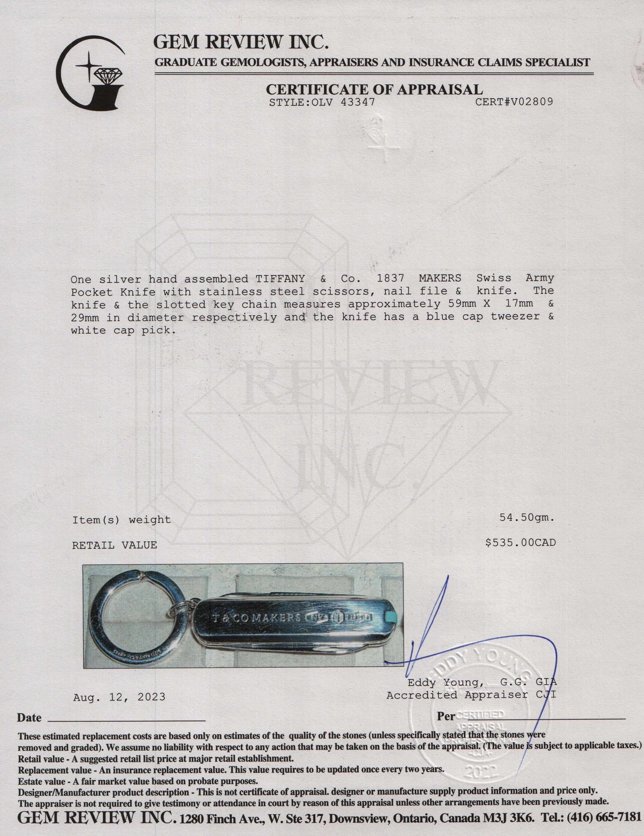 Tiffany & Co. Sterling Silver 1837 Makers Swiss Army Pocket Knife w/ Box