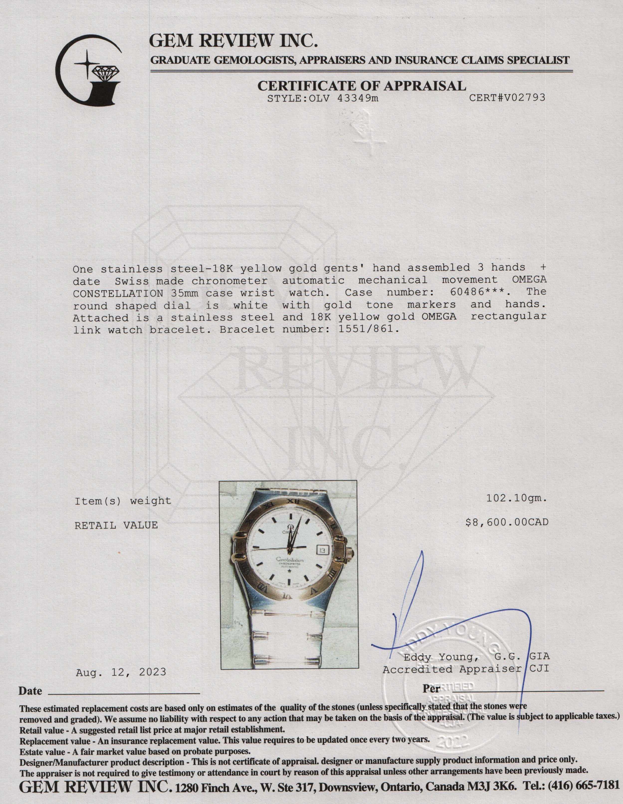 Omega Two-Tone Constellation Chronometer 35 mm Automatic Watch