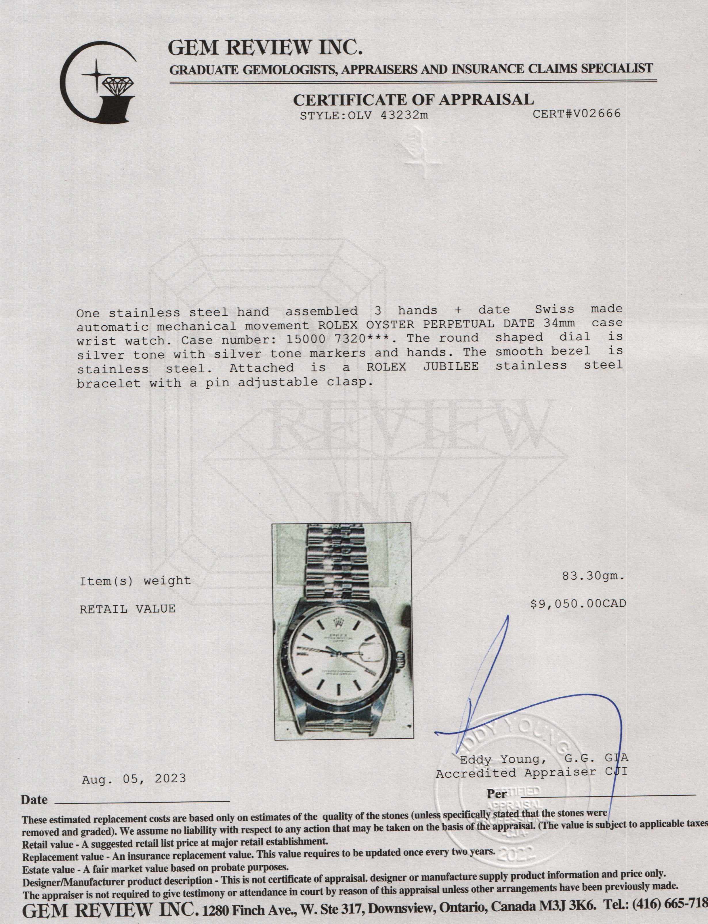 Rolex Oyster Perpetual Date 34 MM Watch