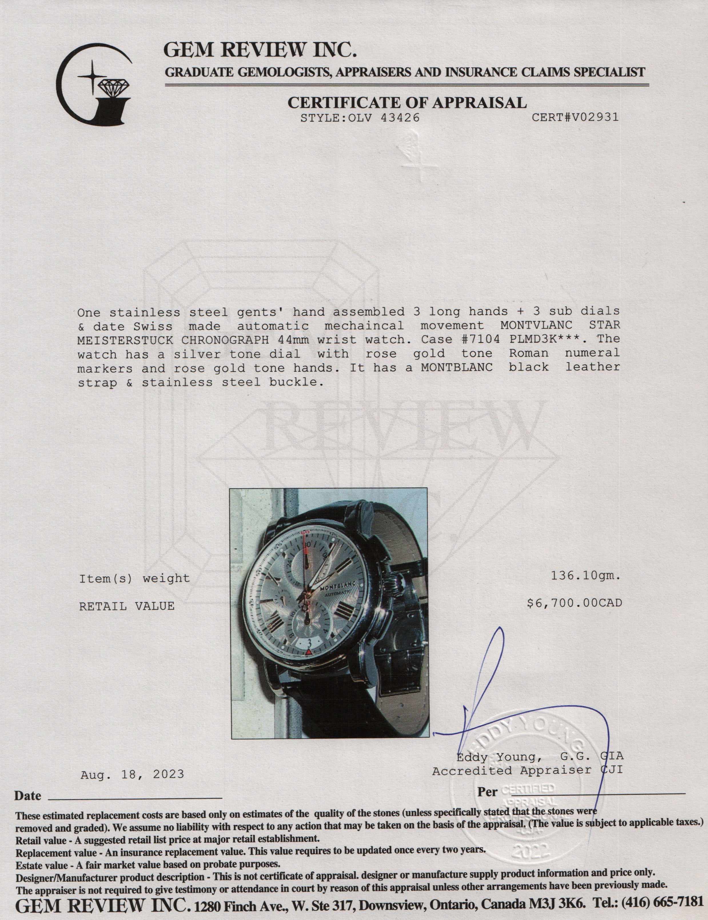 Montblanc Star Meisterstuck Chronograph Automatic 44 mm Watch