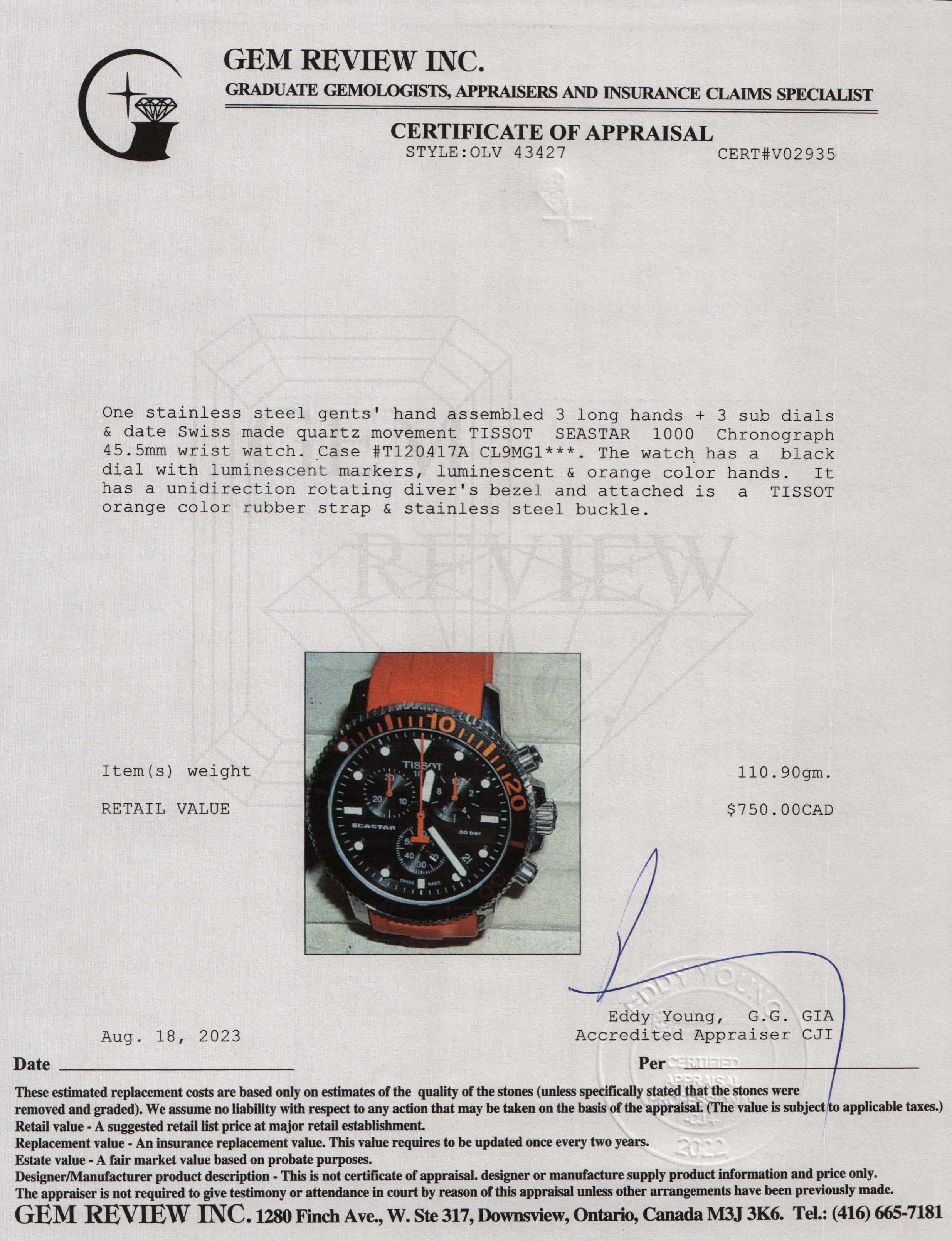 Tissot Seastar 1000 Chronograph 45.5 MM Watch