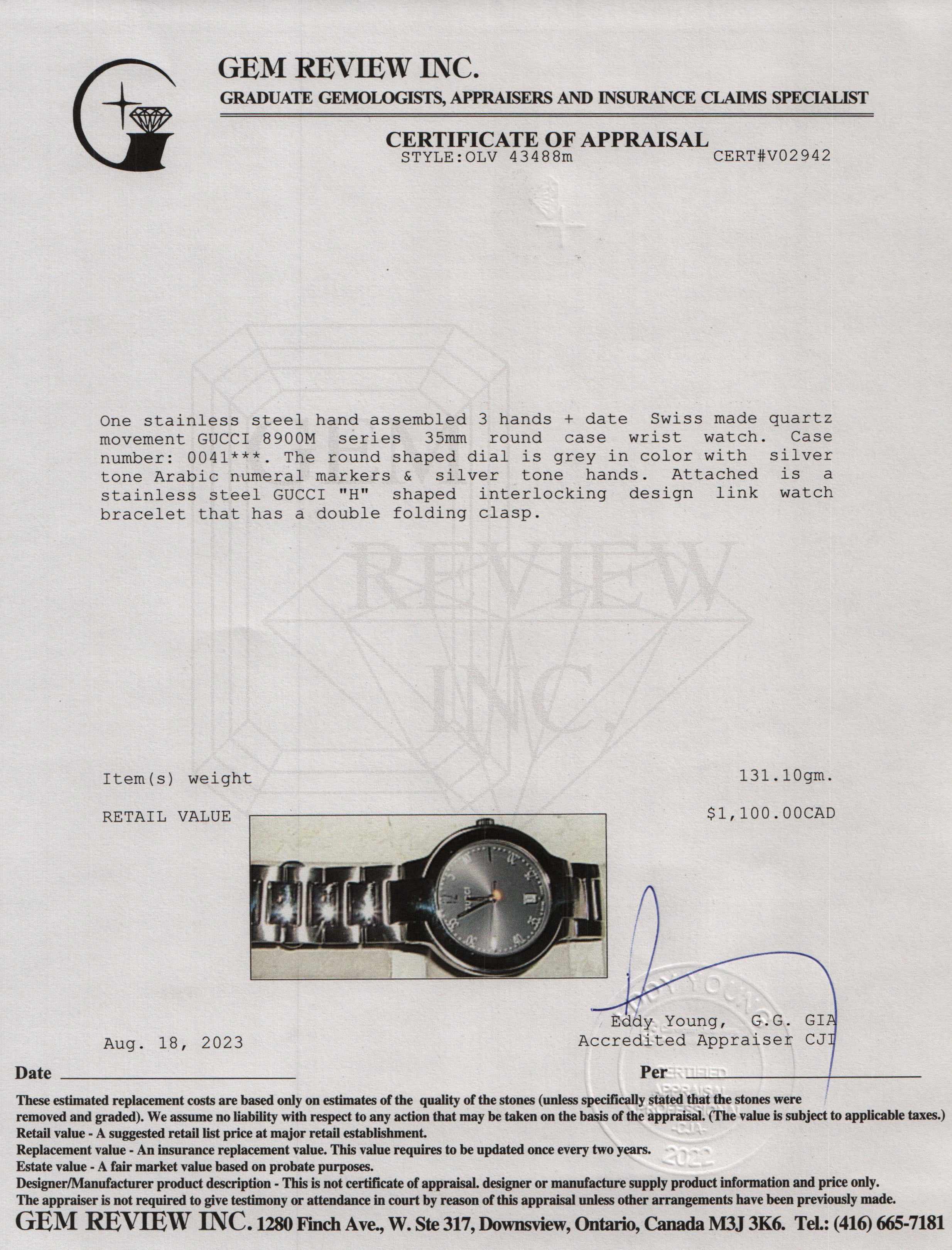 Gucci 8900 Series 35 MM Watch