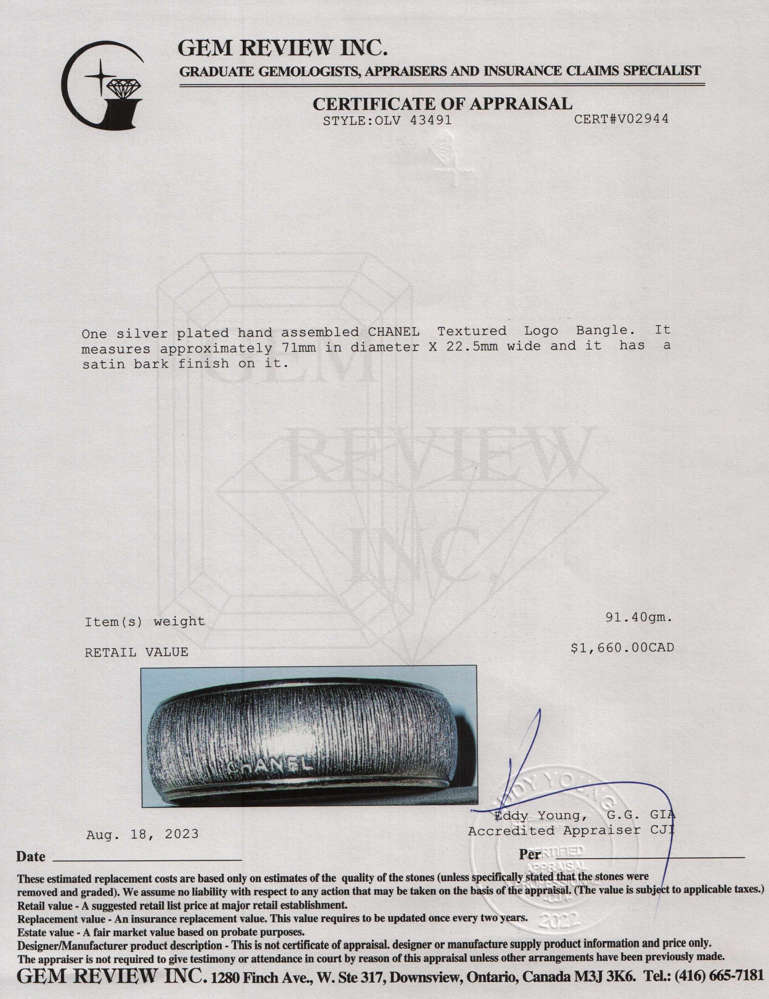 Chanel Textured Logo Bangle