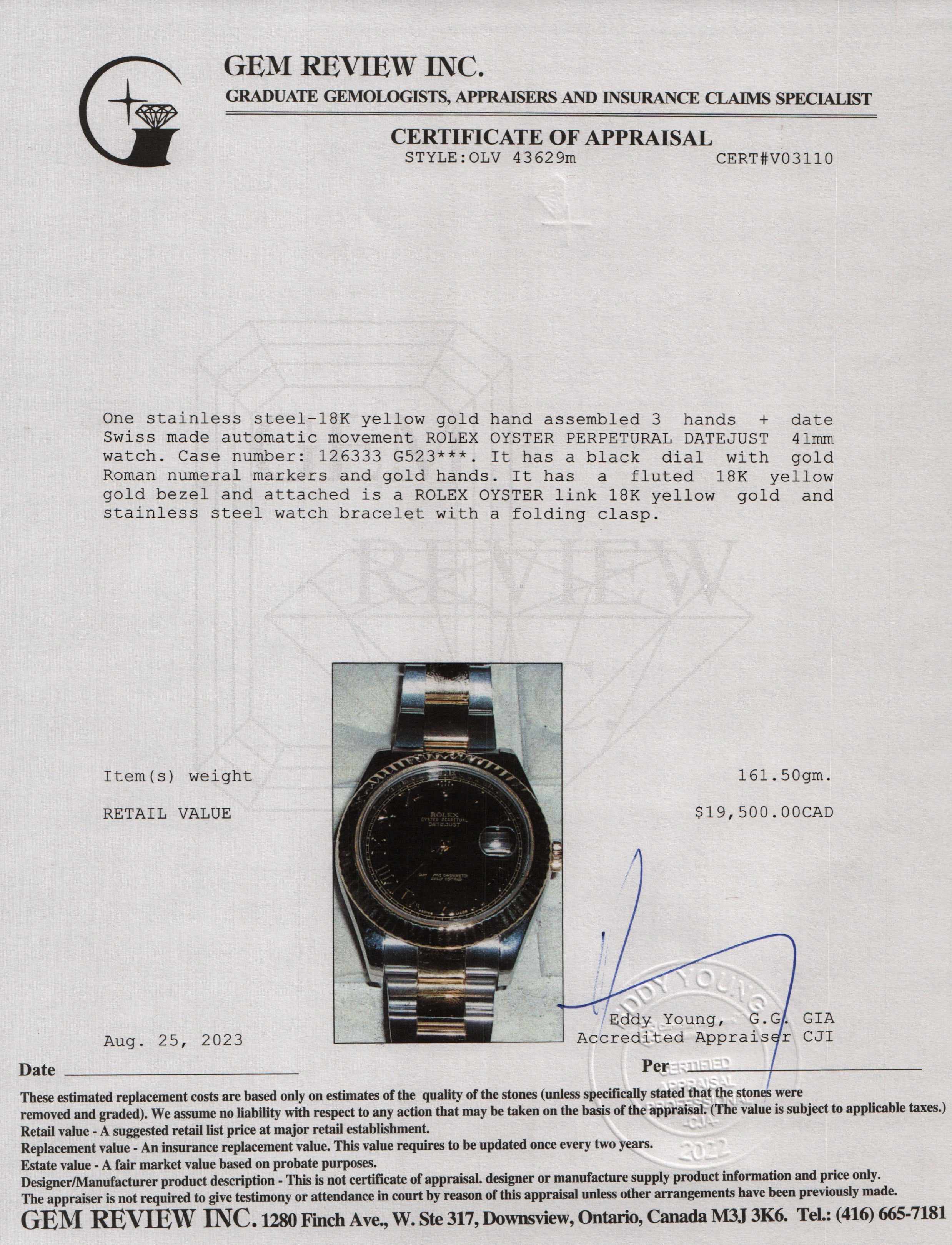 Rolex Steel & Gold Datejust II 41 MM Watch