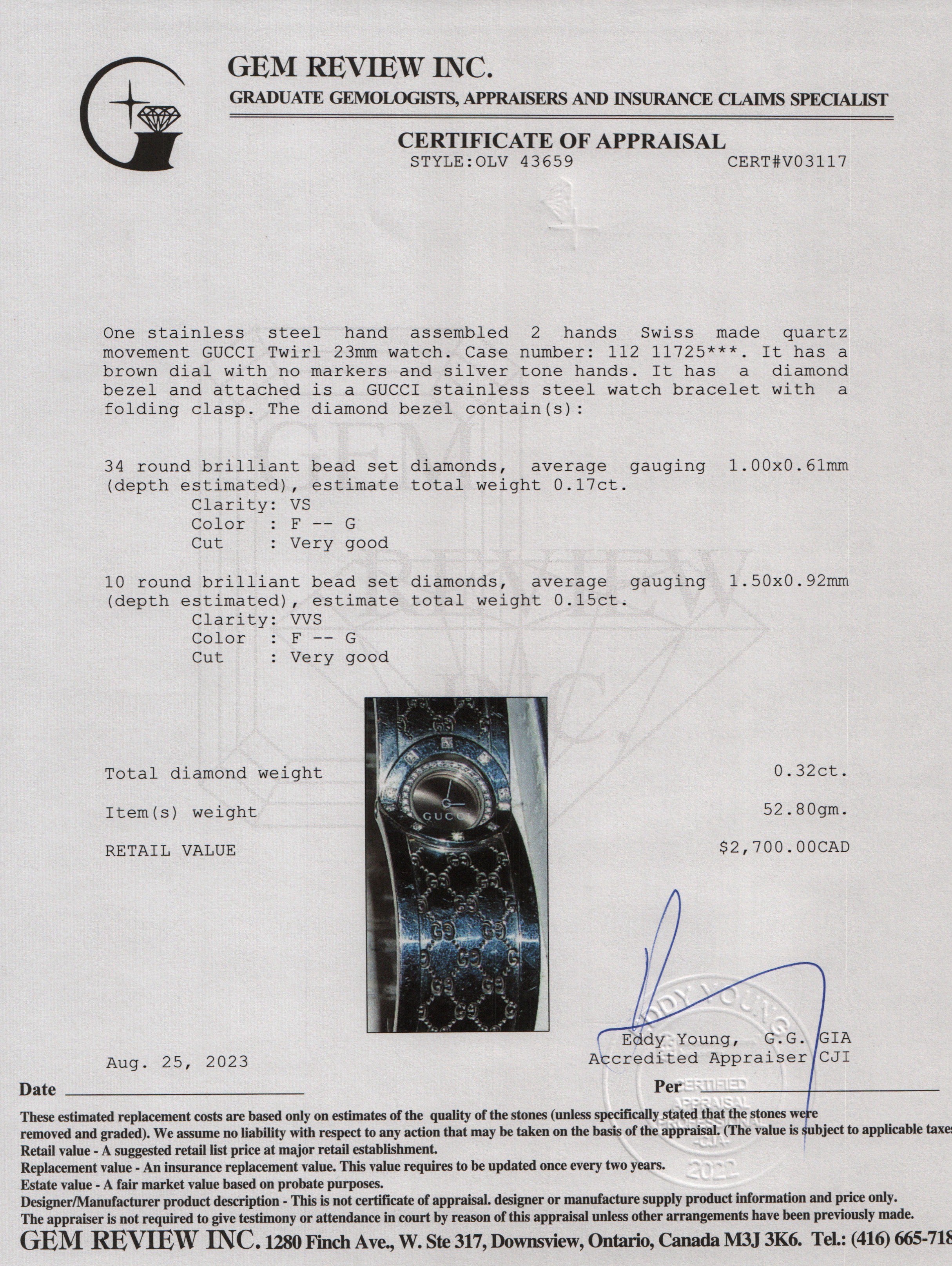 Gucci Twirl Watch with Diamond Bezel