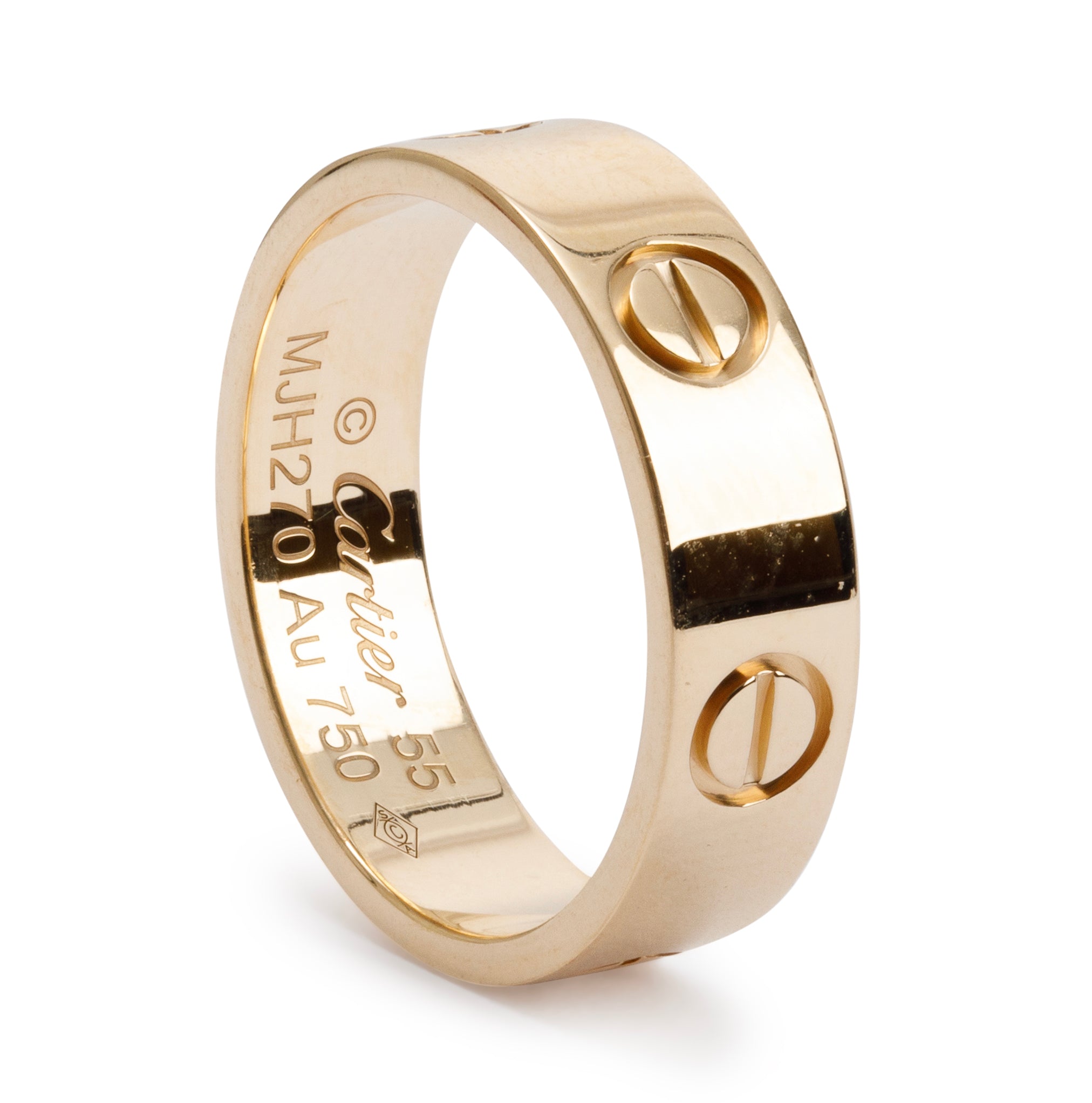 Cartier 18k Yellow Gold 5.5 MM Love Ring, Size 55 7.25
