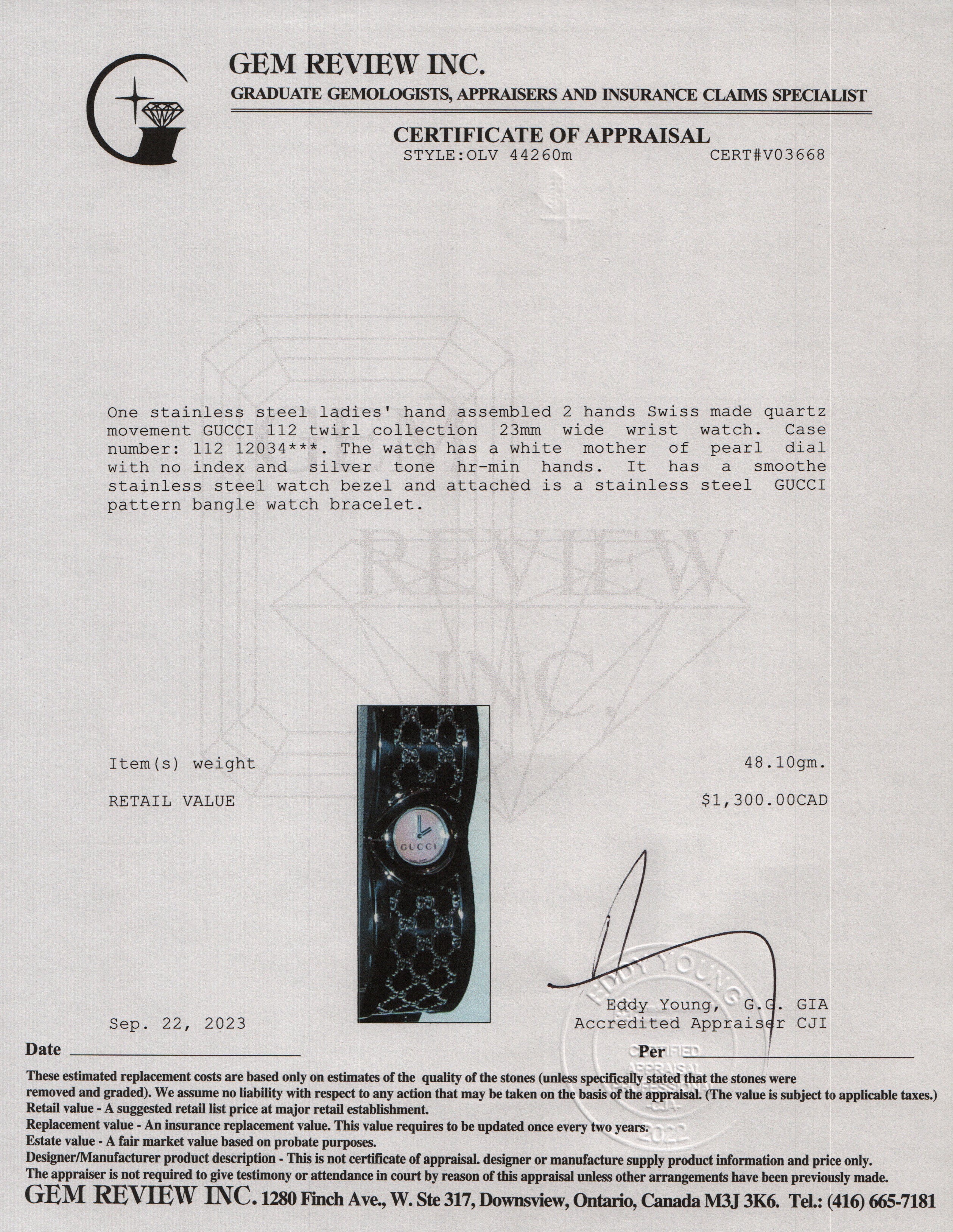 Gucci Stainless Steel Twirl 23 MM Watch