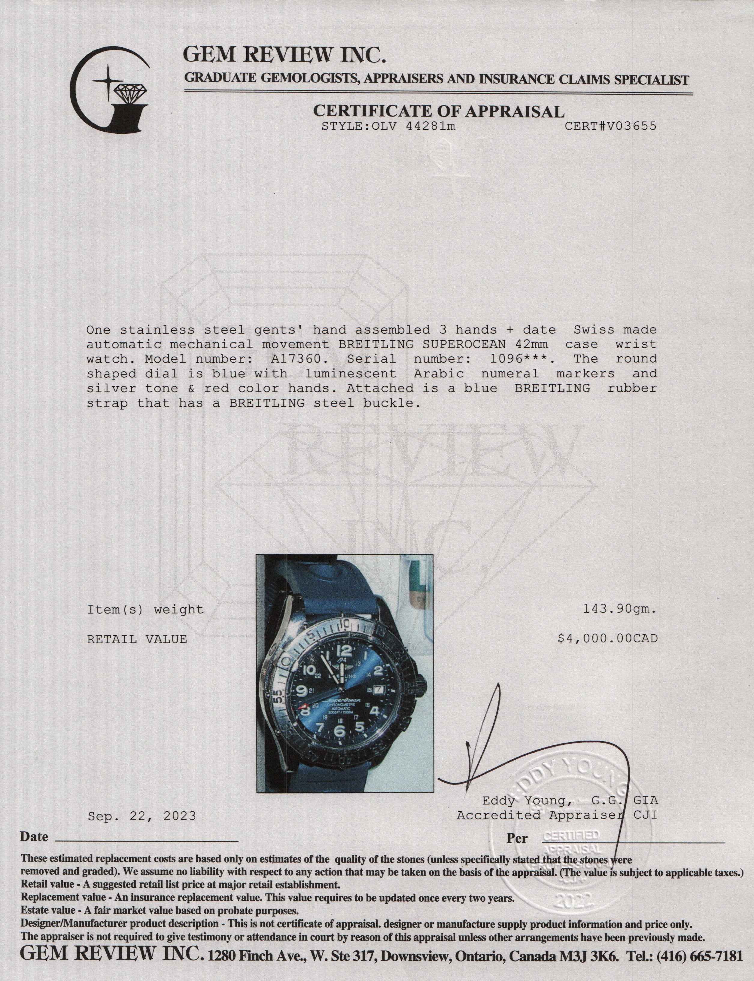 Breitling Stainless Steel Superocean 42 MM Automatic Watch