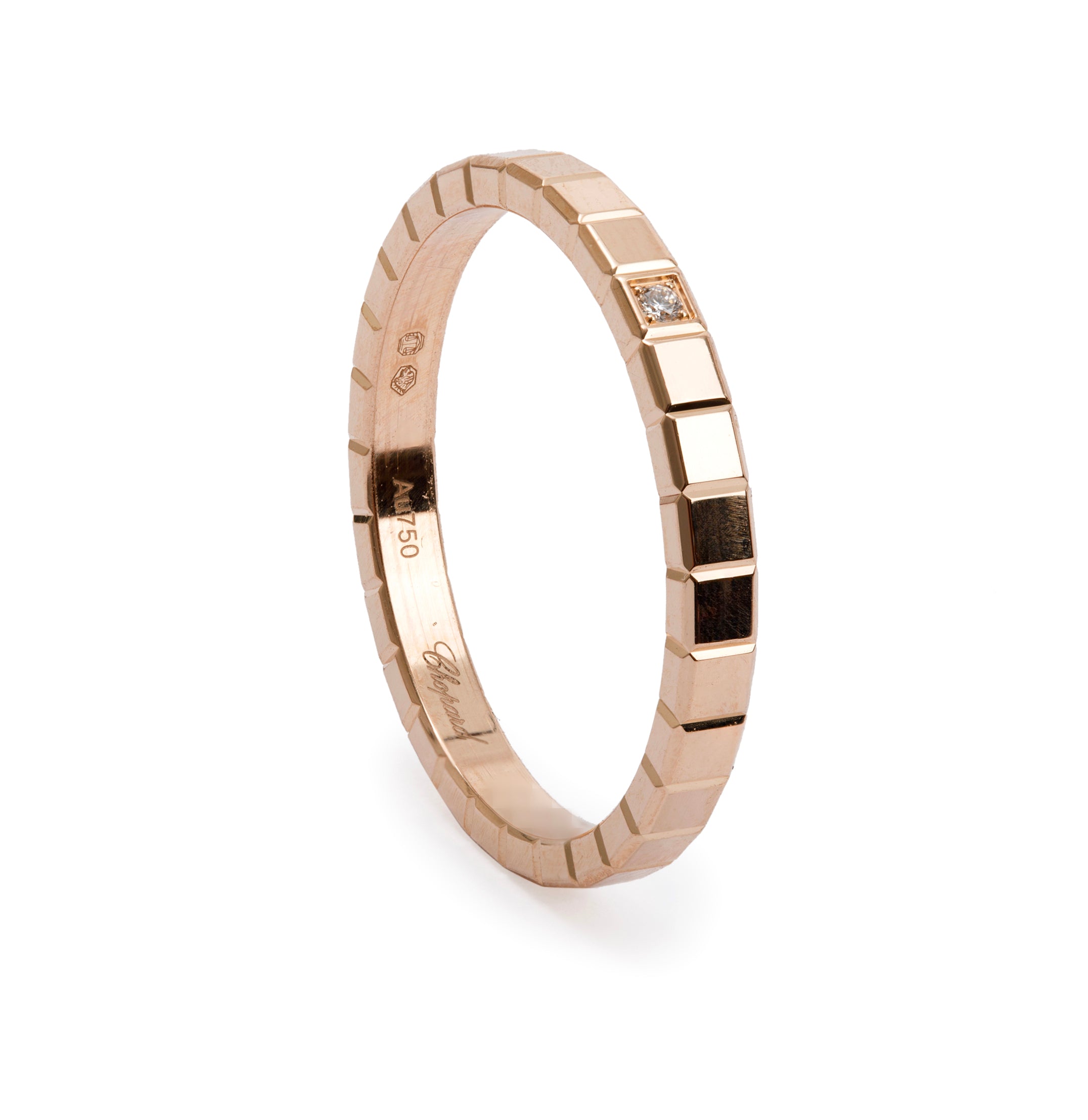 Chopard 18k Rose Gold Diamond Ice Cube Band Ring, Size 8.75 w/ Box