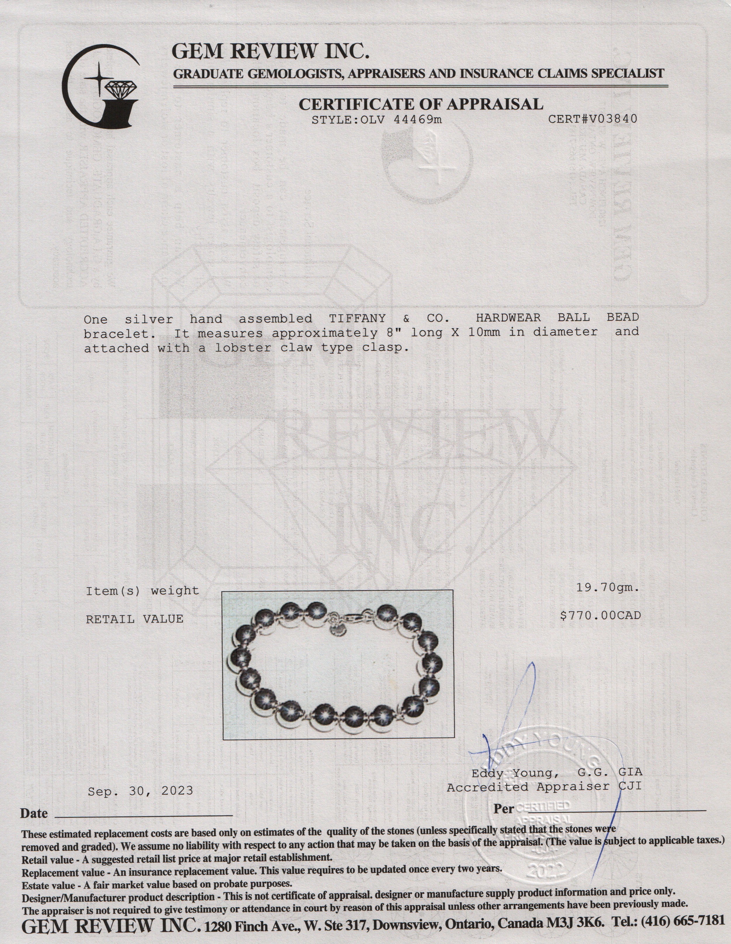 Tiffany & Co. Sterling Silver 10 mm HardWear Ball Bracelet