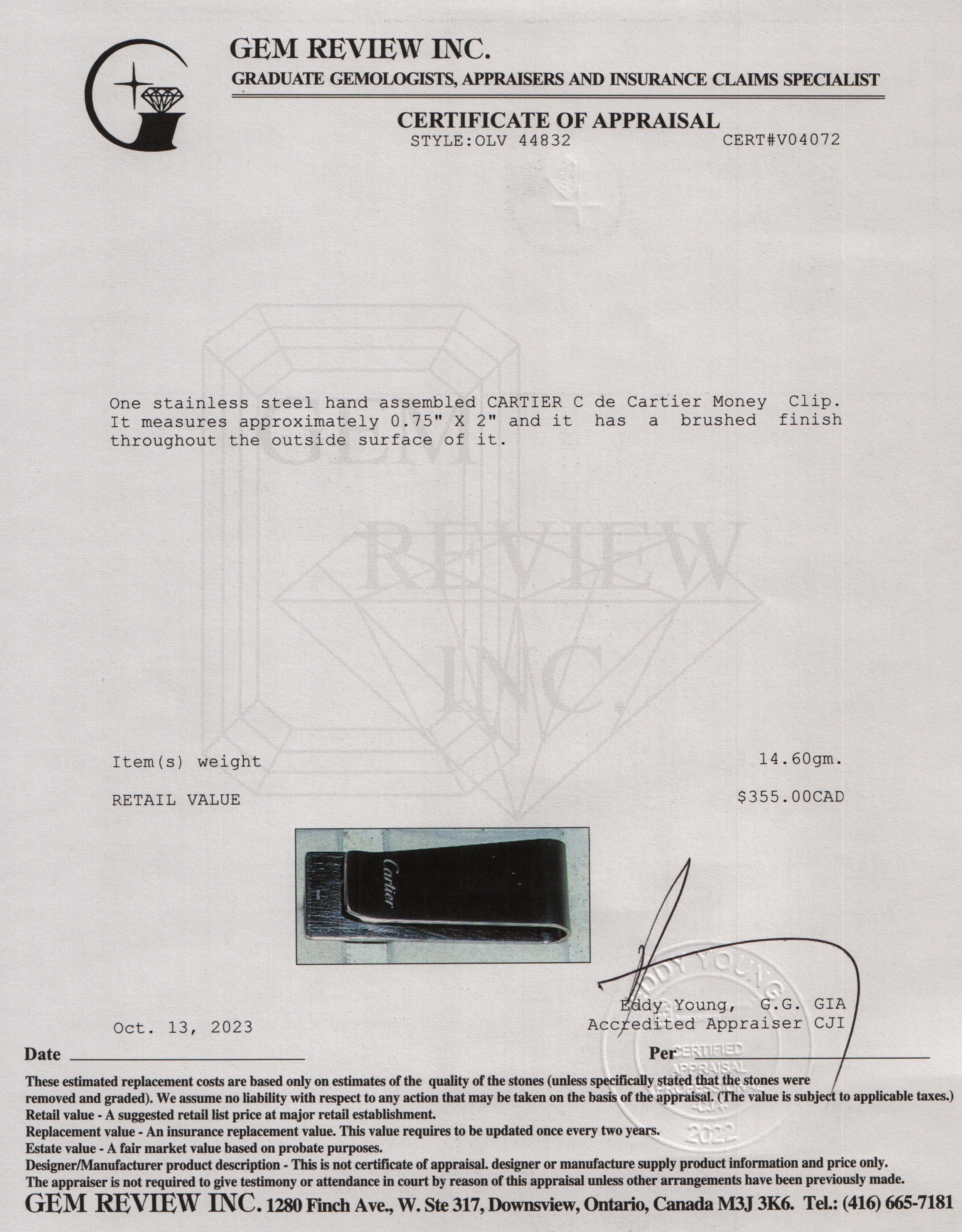 Cartier Stainless Steel C de Cartier Money Clip