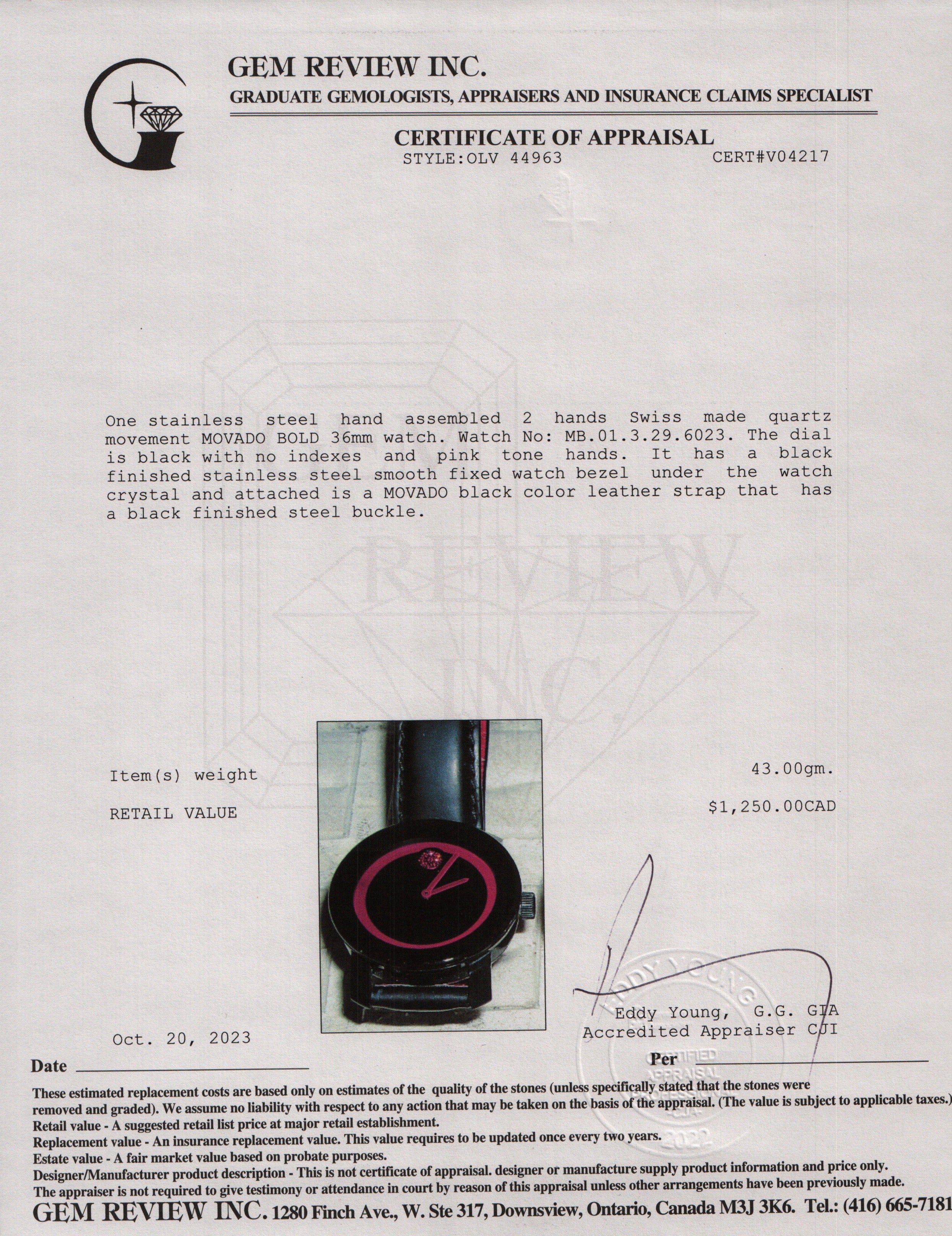 Movado Stainless Steel Bold 36 MM Watch