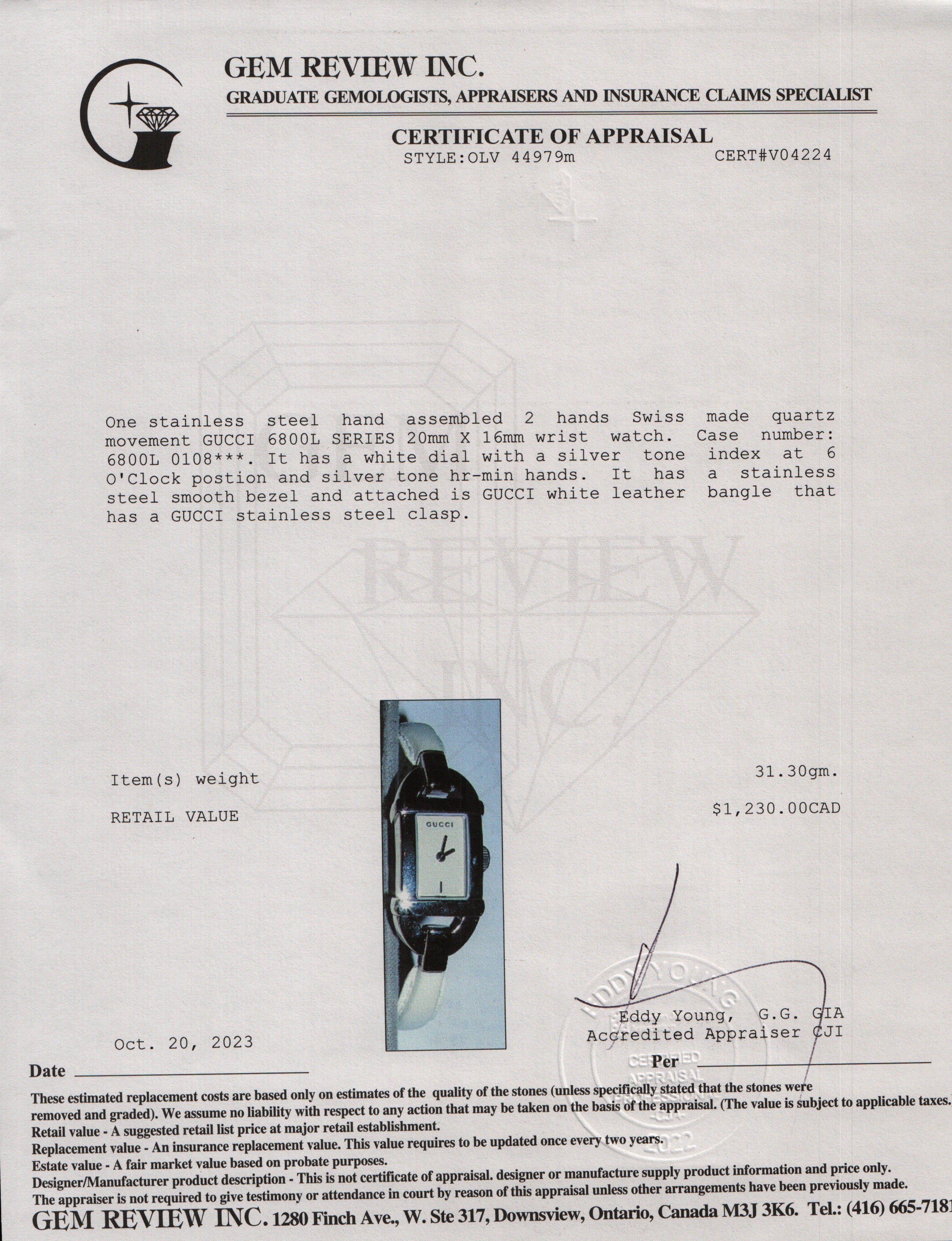 Gucci Stainless Steel 6800 Series Watch w/ Box