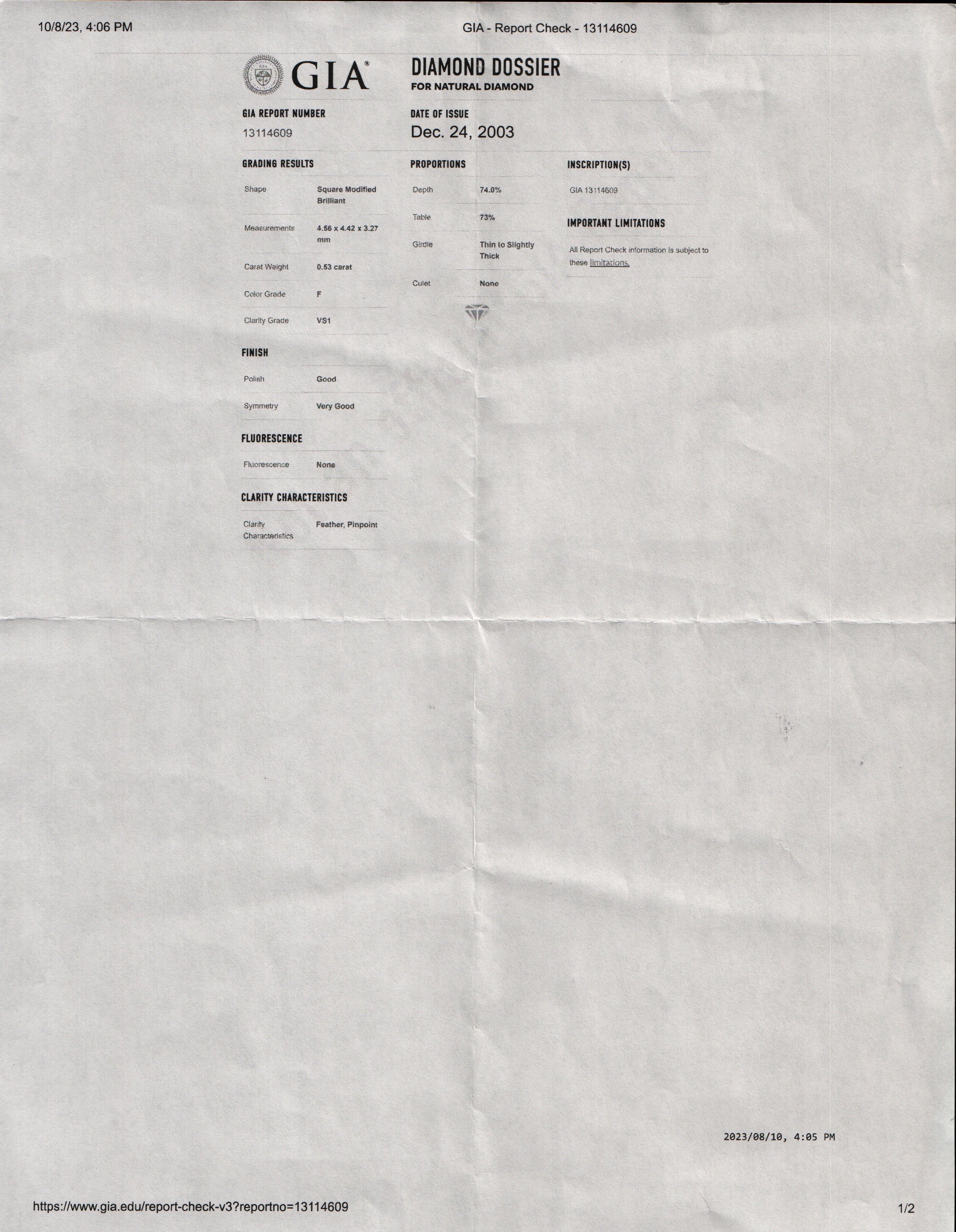 Vera Wang 14k White Gold Love Diamond Engagement Ring, Size 6 w/ GIA Certificate