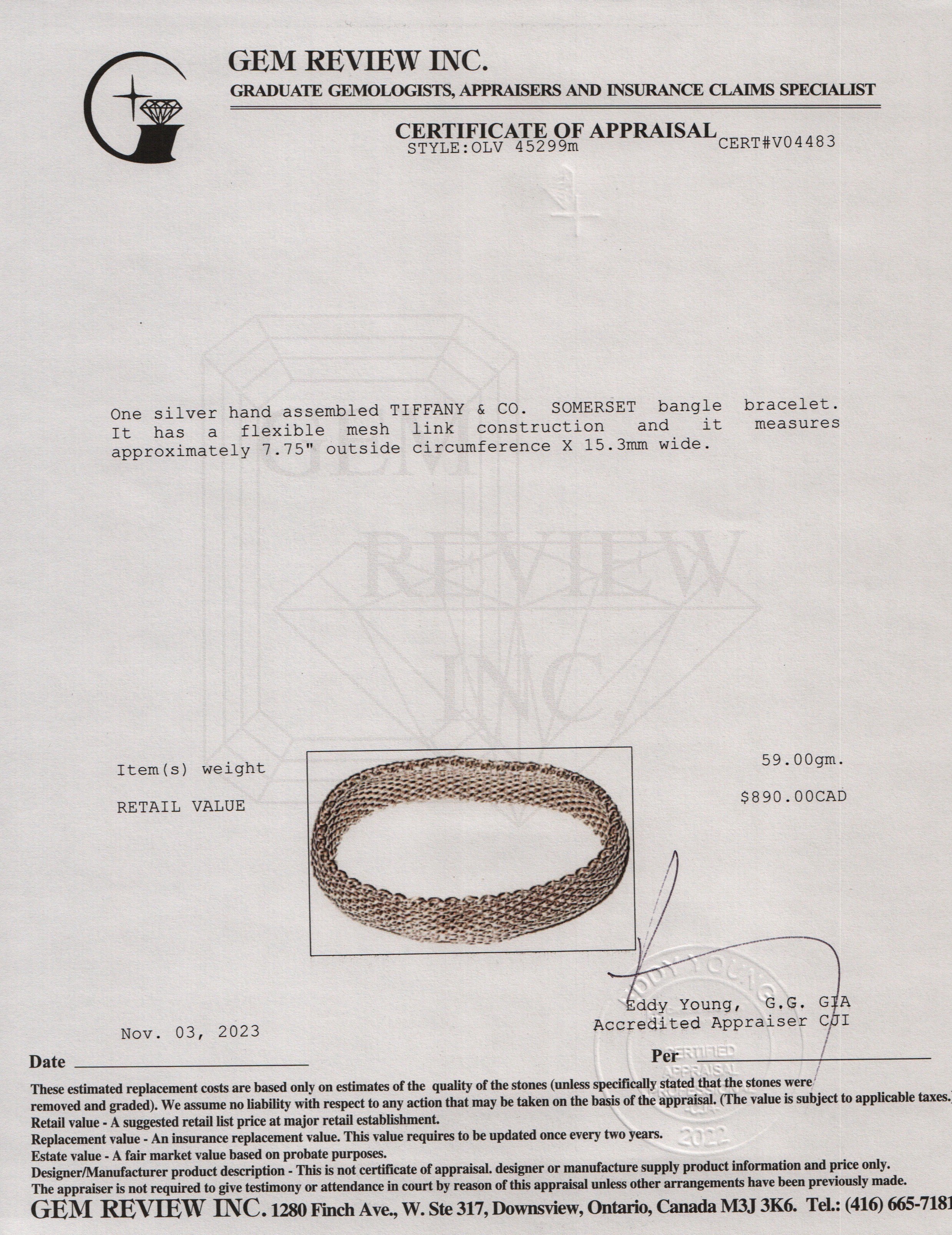 Tiffany & Co. Sterling Silver Somerset Bangle