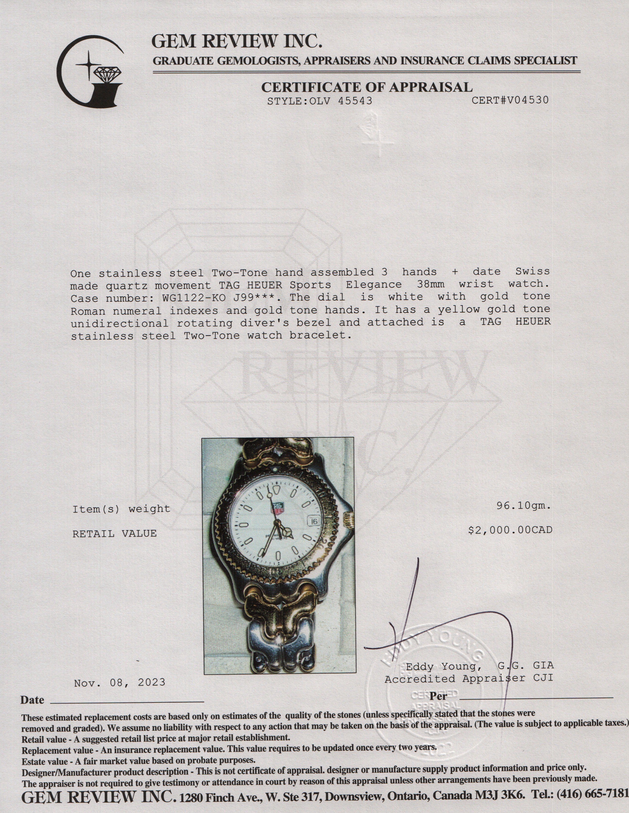 Tag Heuer Stainless Steel & Gold Plated Sport Elegance 38MM Watch