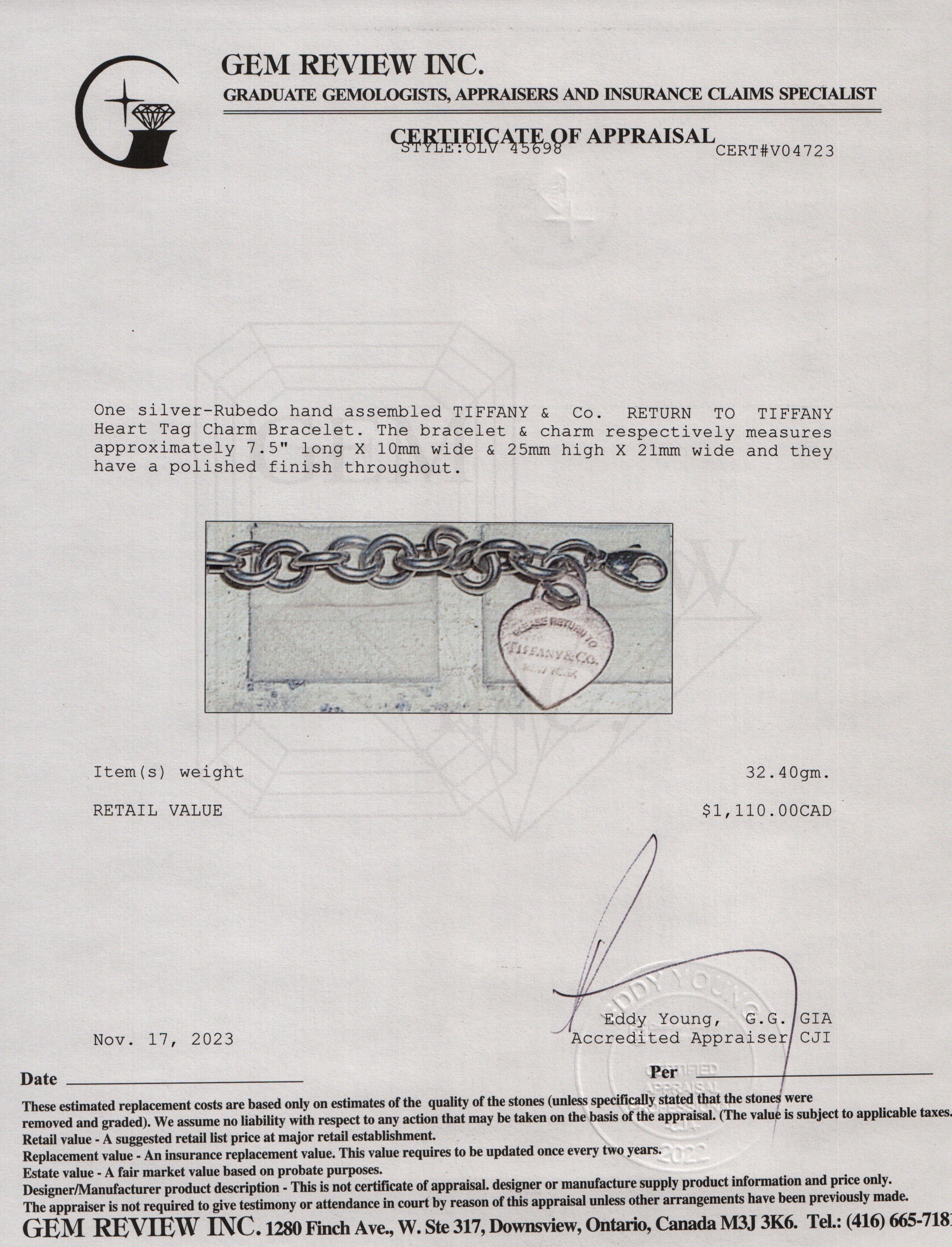 Tiffany & Co. Sterling Silver & Rubedo Metal Return to Tiffany Heart Tag Charm Bracelet